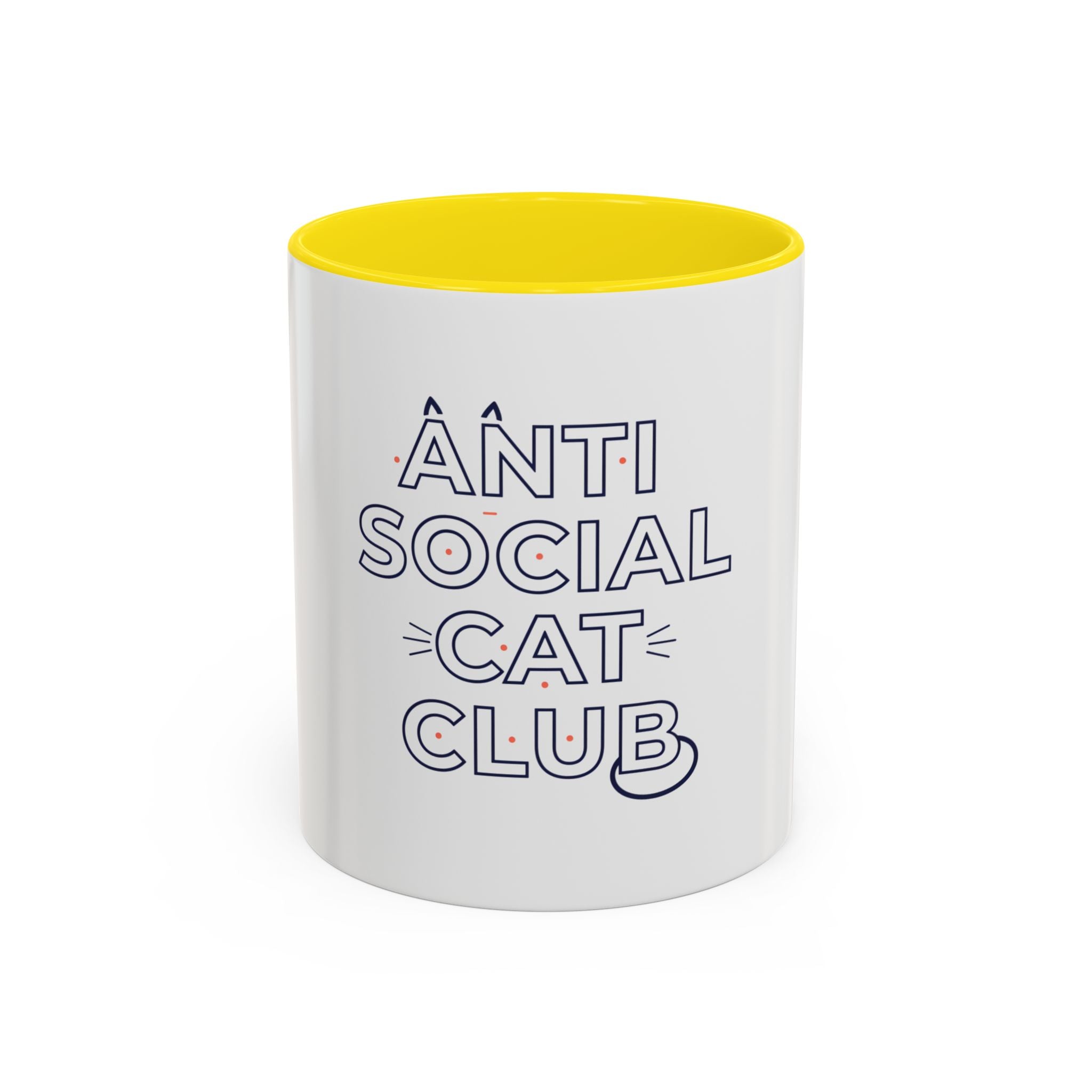 Anti Social Cat Club Accent Coffee Mug – Funny Cat Lover 11/15oz Ceramic Mug