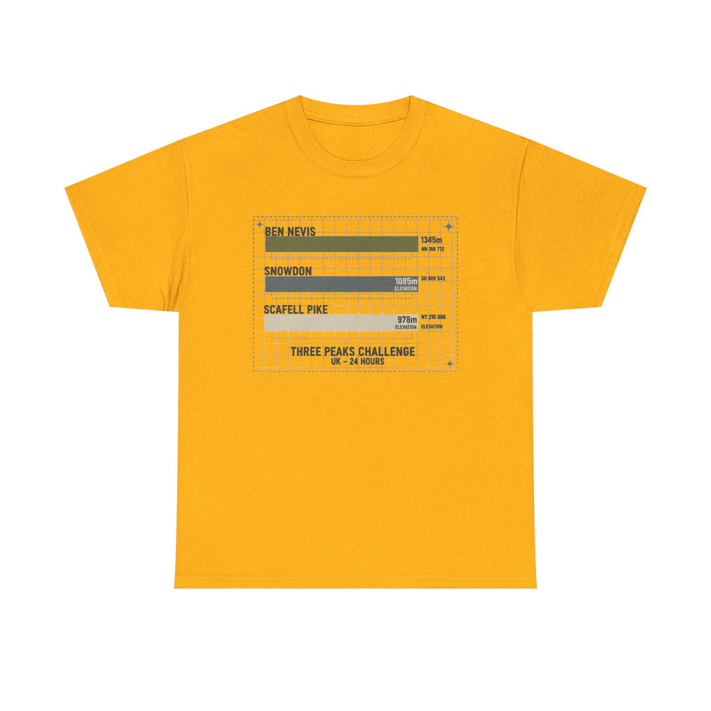 Three Peaks Challenge Graphic T-Shirt — Retro UK Mountain Hiking Tee