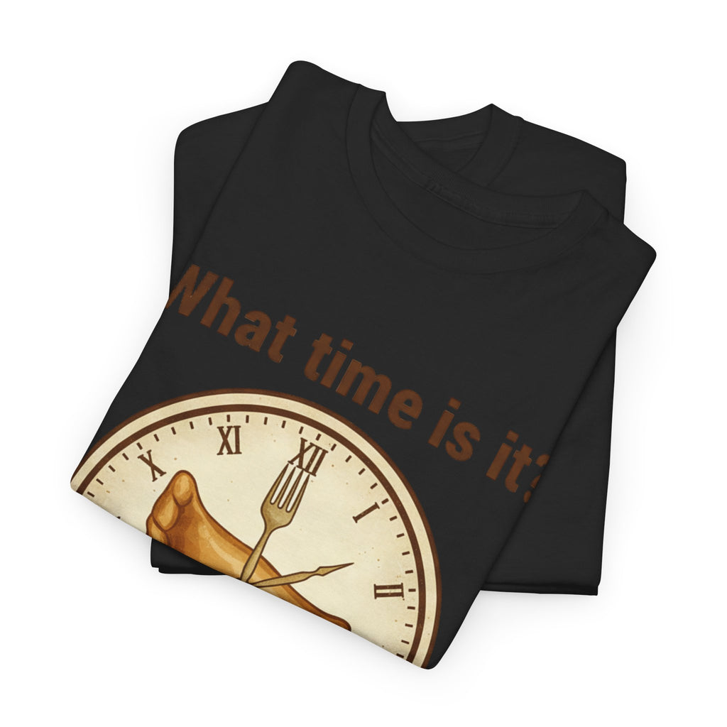 Pierogi Time T‑Shirt — "What time is it? Pierogi time!" Vintage Clock Food Tee