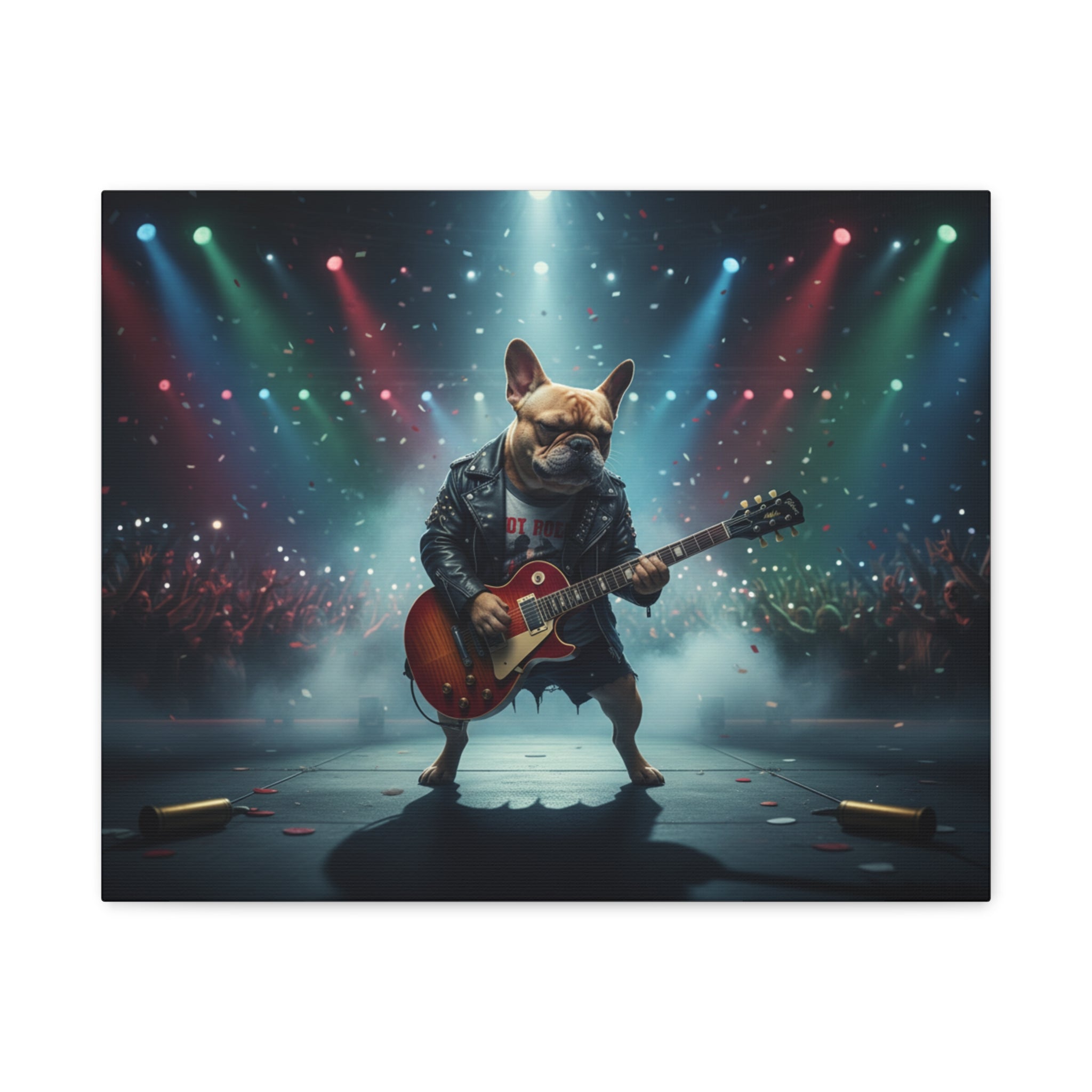 Rockstar French Bulldog Canvas Print — Guitar Dog Wall Art for Music Lovers