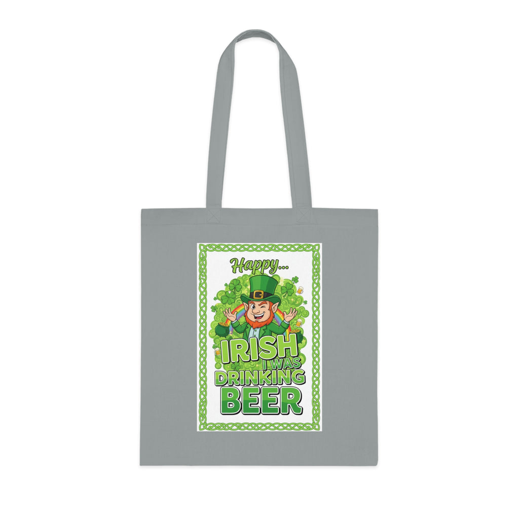 St. Patrick’s Day Irish Drinking Beer Cotton Tote - Leprechaun Shamrock Grocery Bag