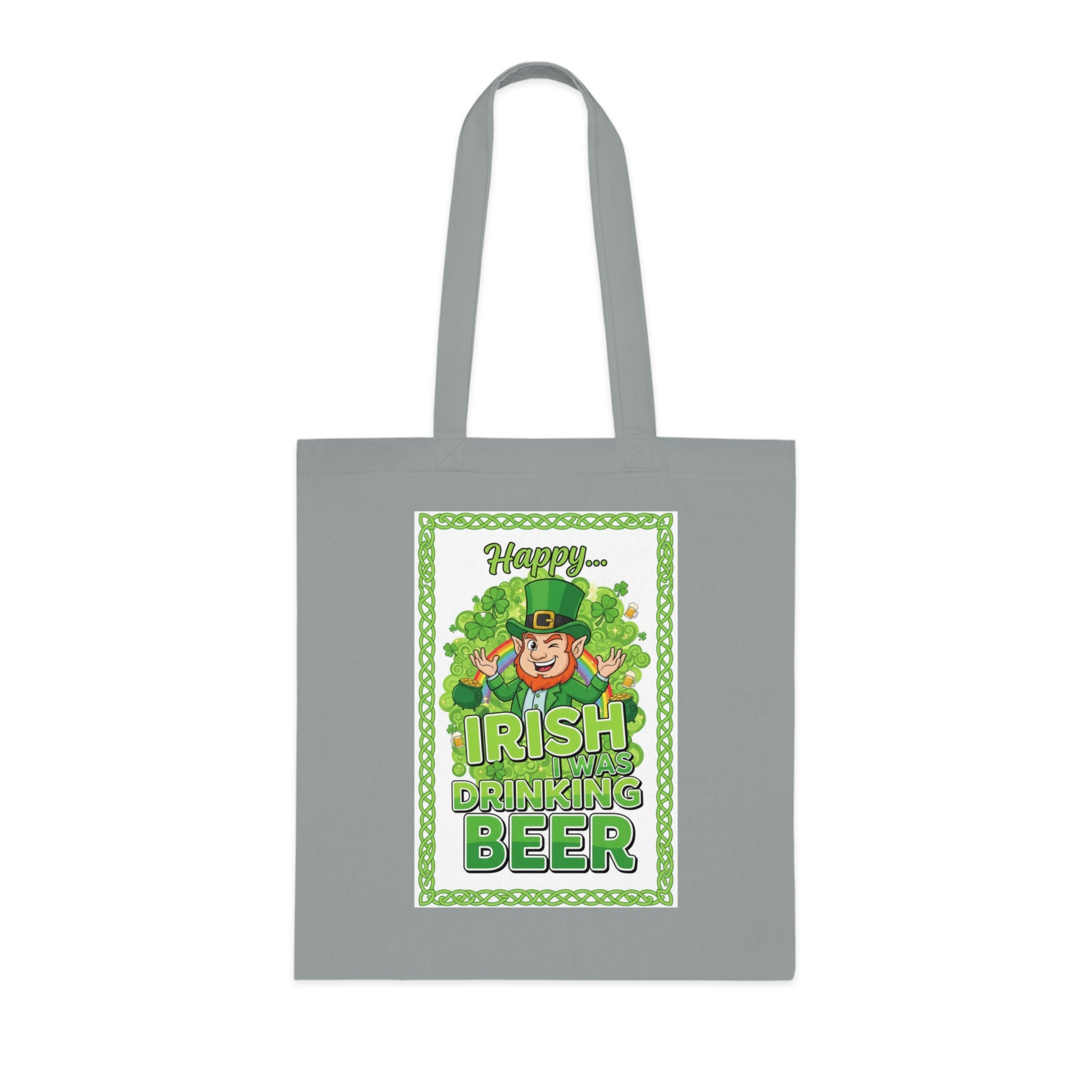 St. Patrick’s Day Irish Drinking Beer Cotton Tote - Leprechaun Shamrock Grocery Bag