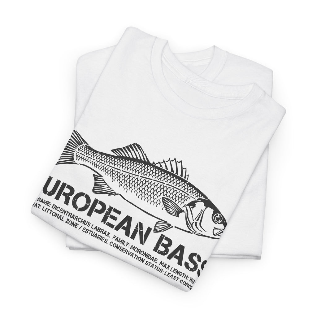 European Bass Fishing — Vintage Fish Illustration Tee