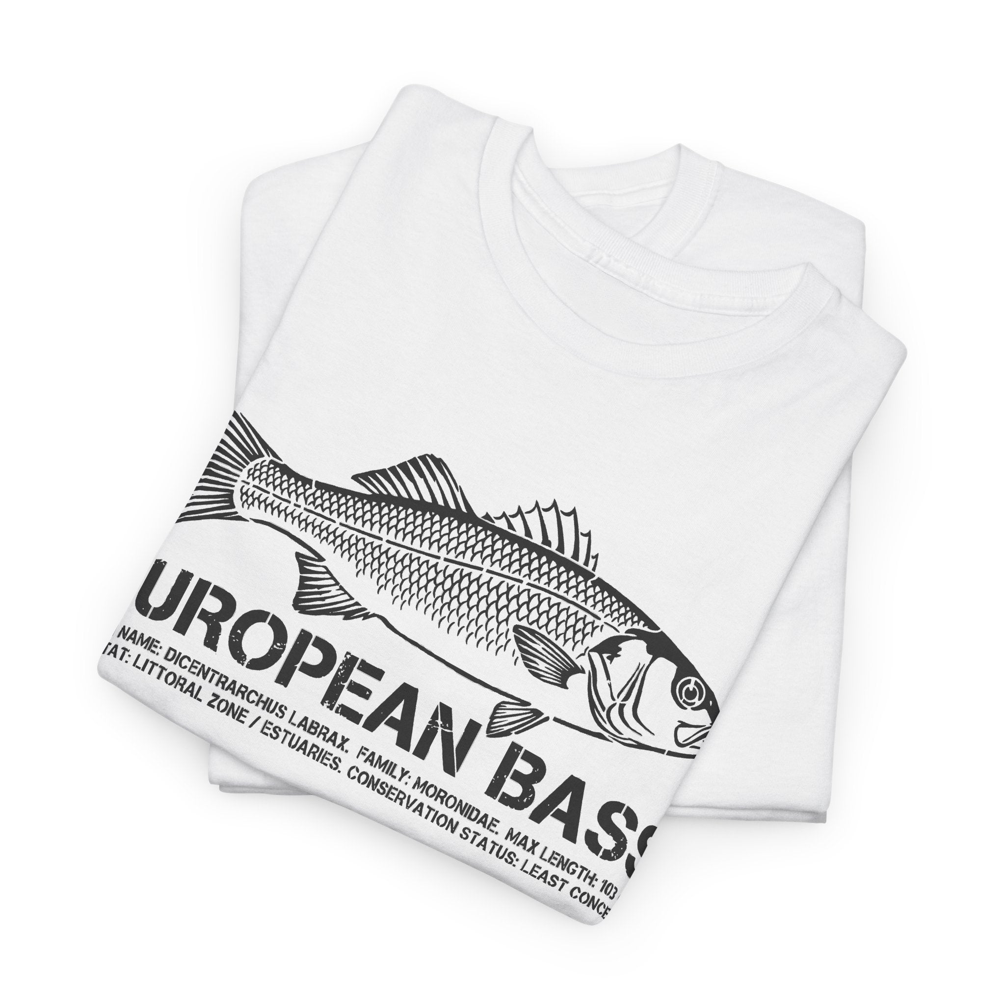 European Bass Fishing — Vintage Fish Illustration Tee
