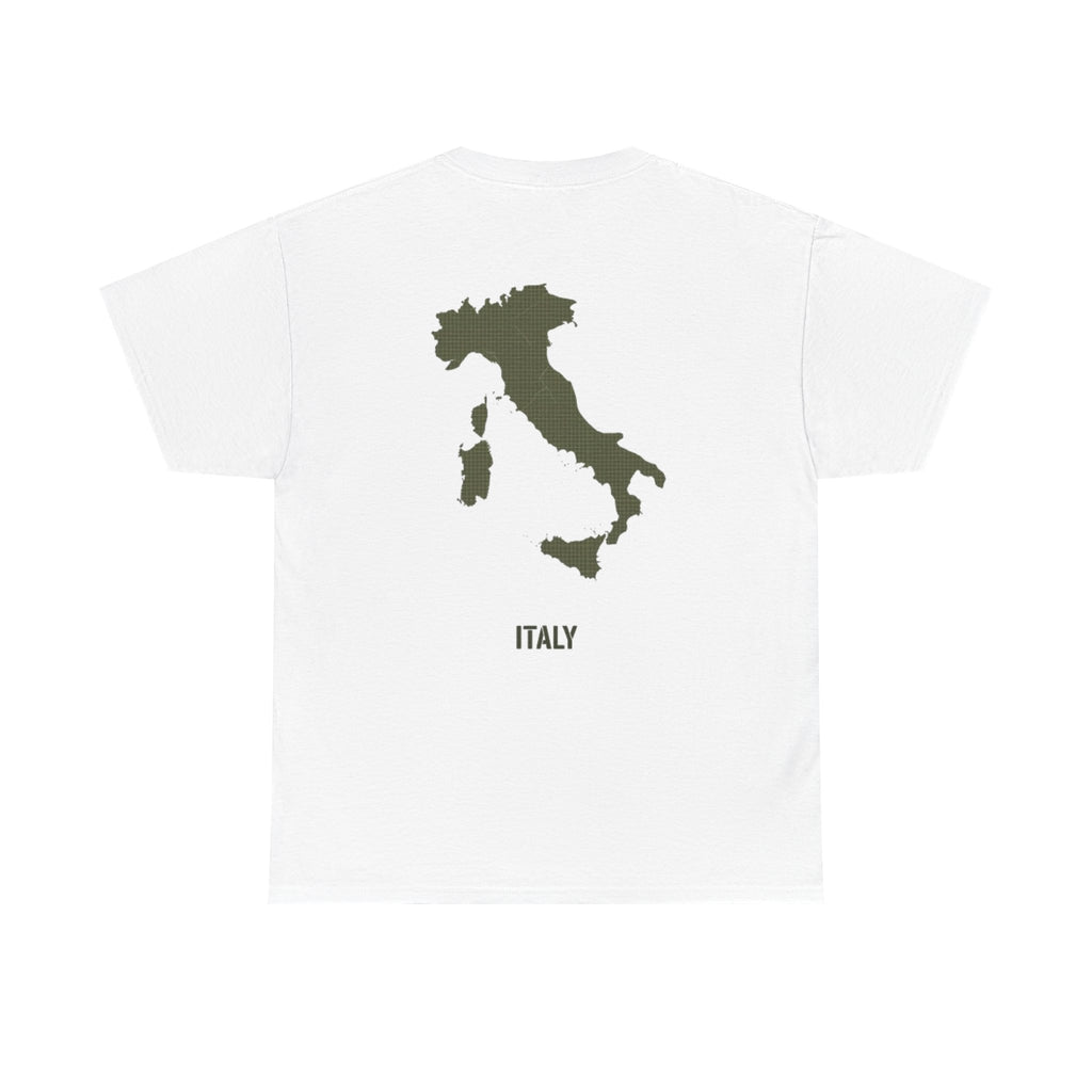 Italy Map T‑Shirt — Minimalist Travel Tee with 'Italy' Text