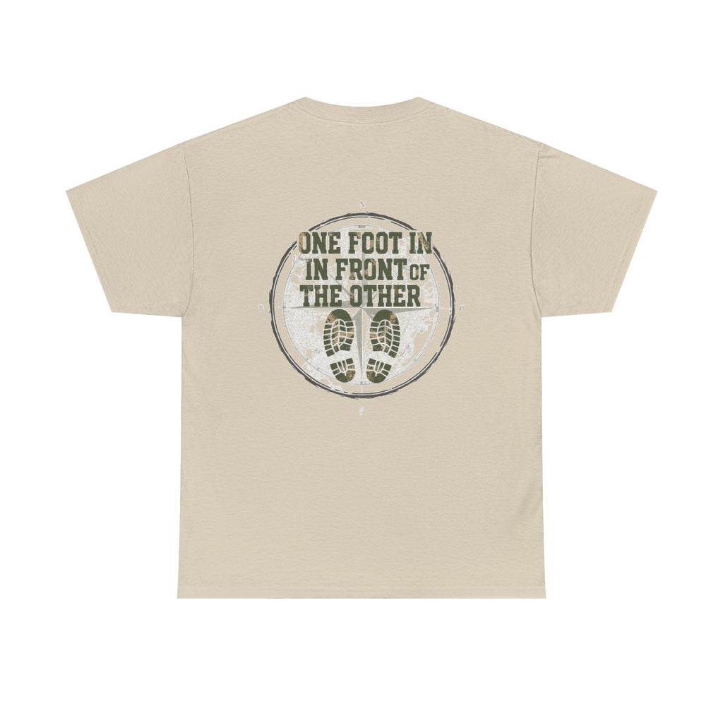 One Foot In, One Foot Forward Tee — Inspirational Motivational Graphic T-Shirt