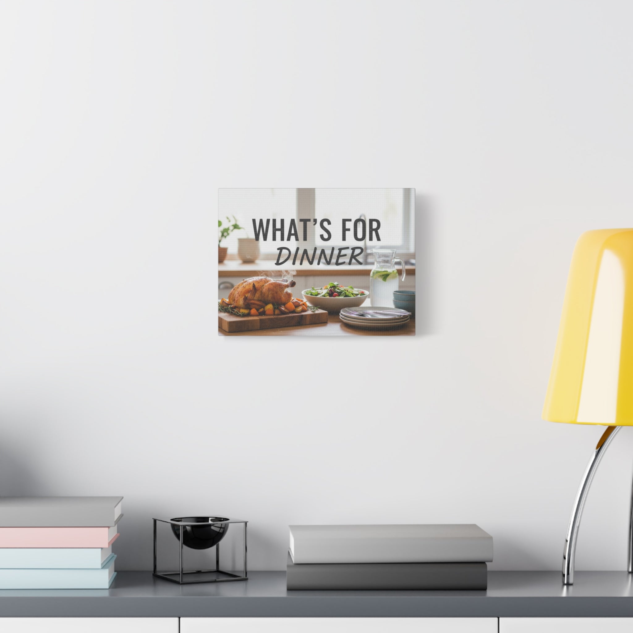 Canvas Wall Art — "What's For Dinner" Kitchen Sign, Rustic Dining Room Decor