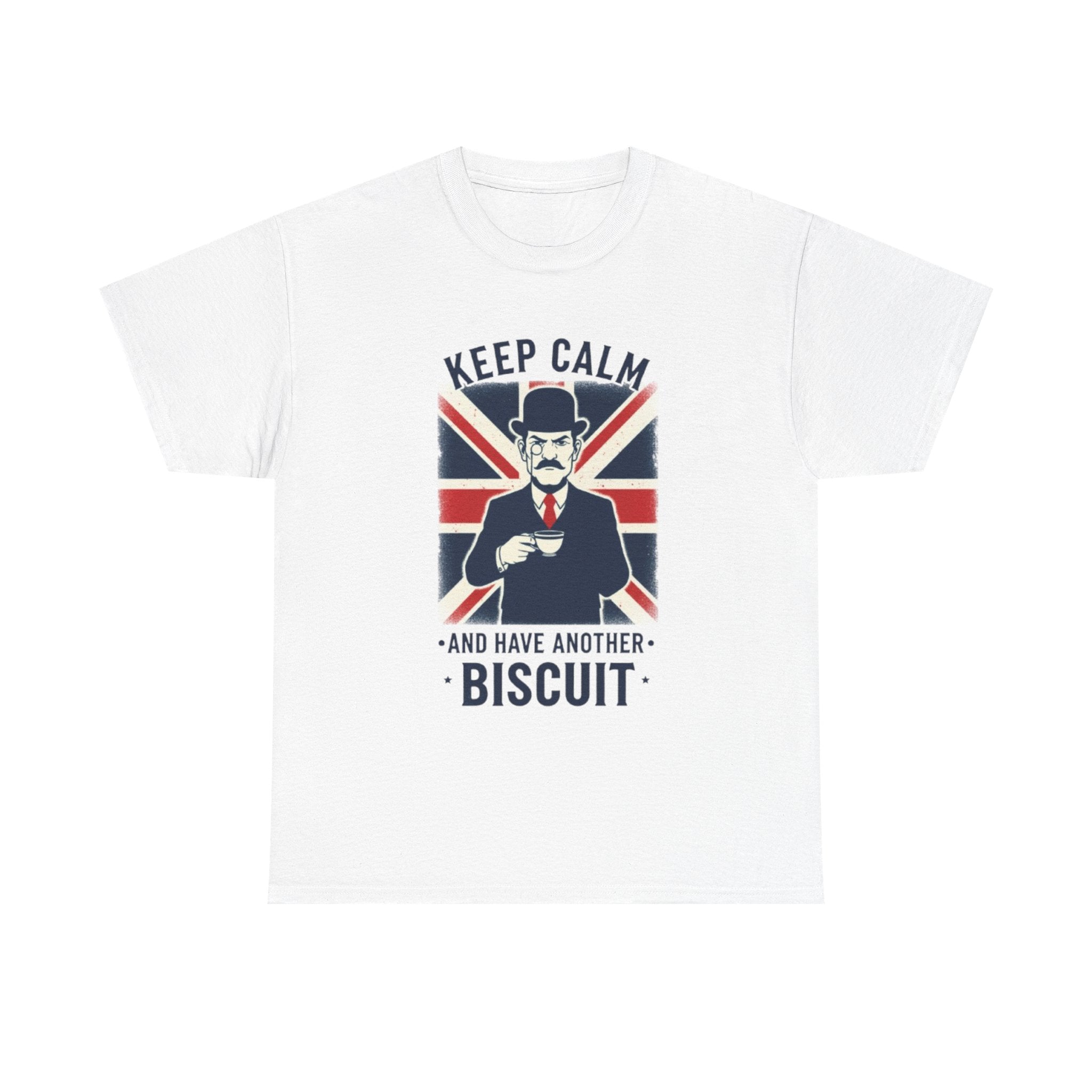 Keep Calm and Have Another Biscuit T‑Shirt - British Union Jack Tea Humor