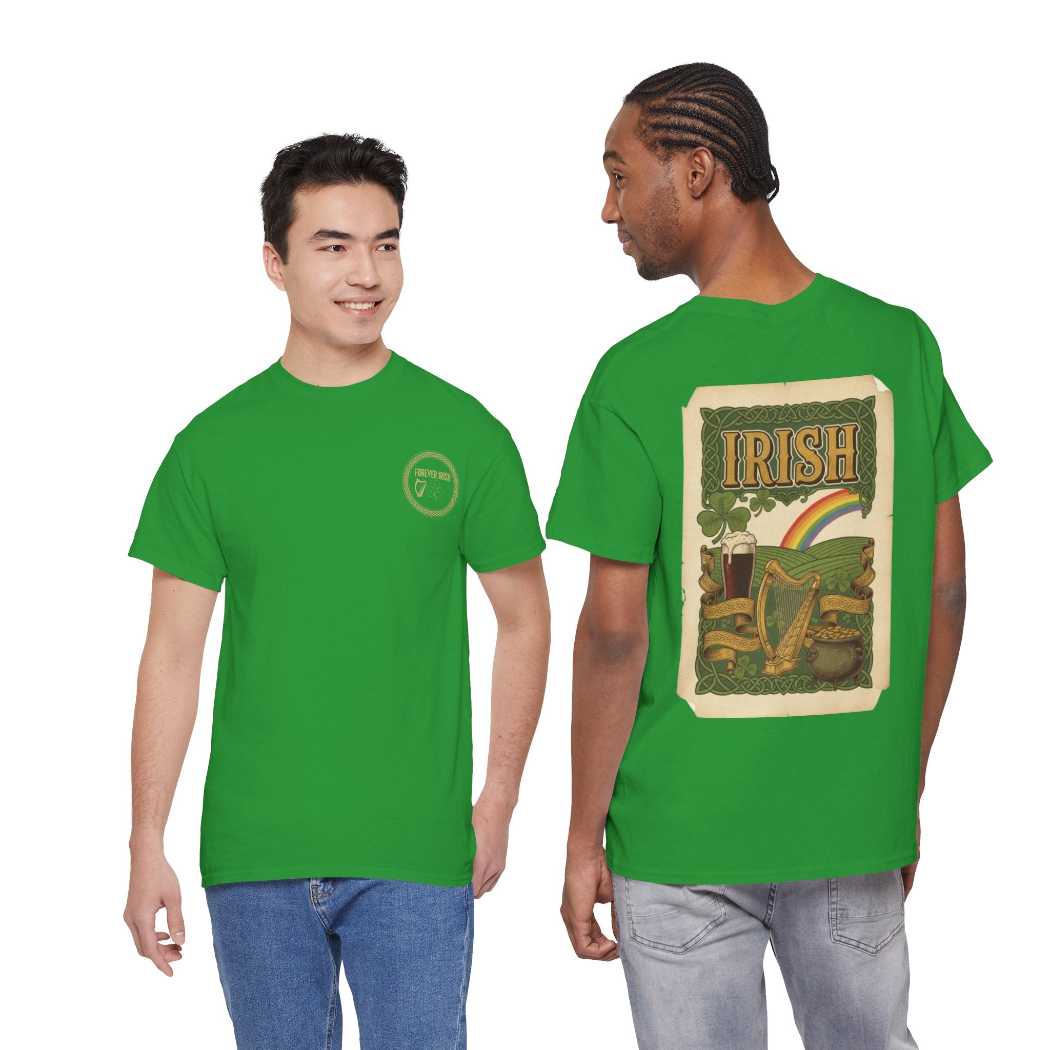 Irish Vintage Poster Tee — St. Patrick's Day Shamrock & Rainbow Graphic Shirt