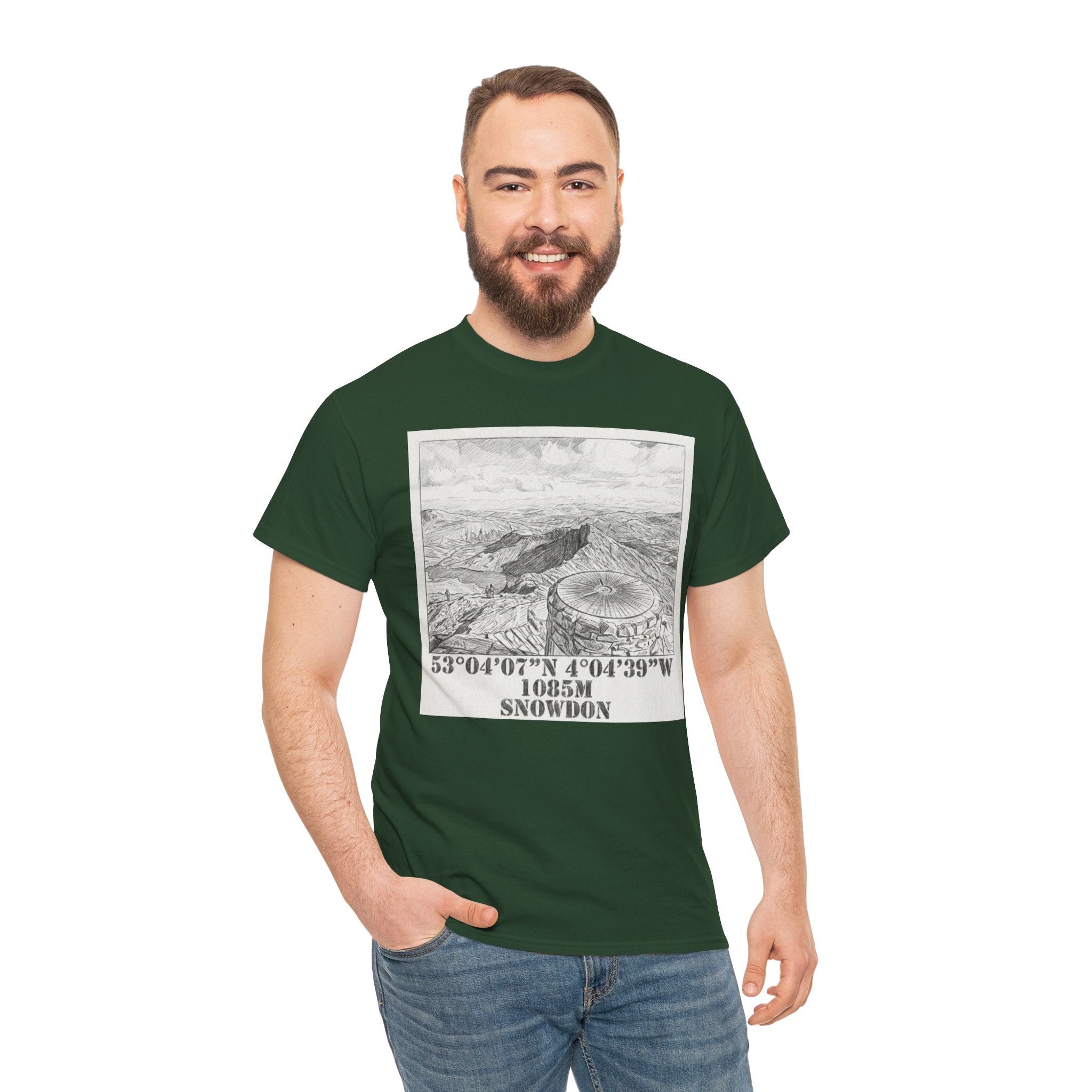 Snowdon Mountain Tee — Vintage Map Illustration with Coordinates