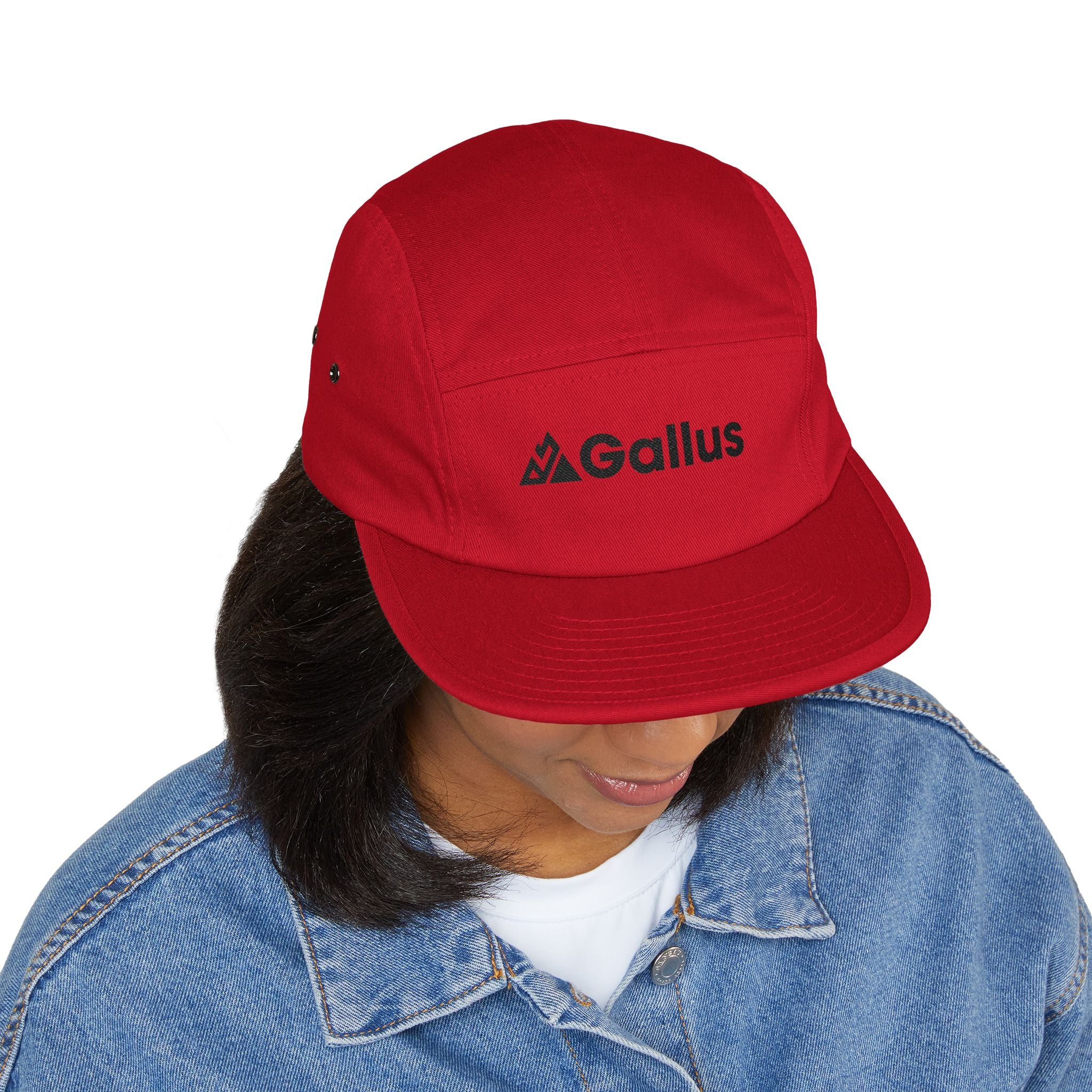 Gallus Embroidered 5-Panel Cap — Minimal Logo Cotton Camper Hat
