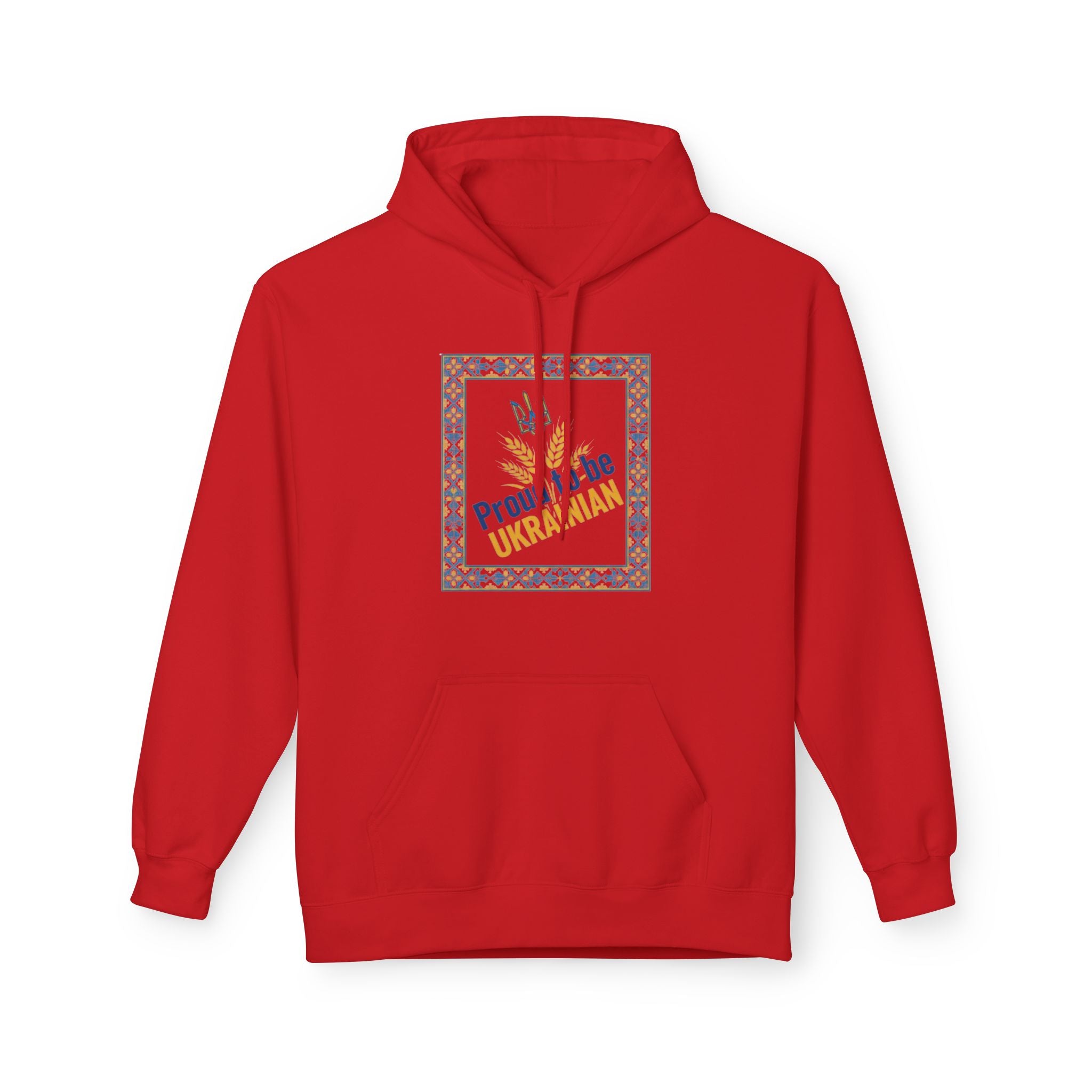Proud to Be Ukrainian Hoodie — Blue & Yellow Trident Graphic