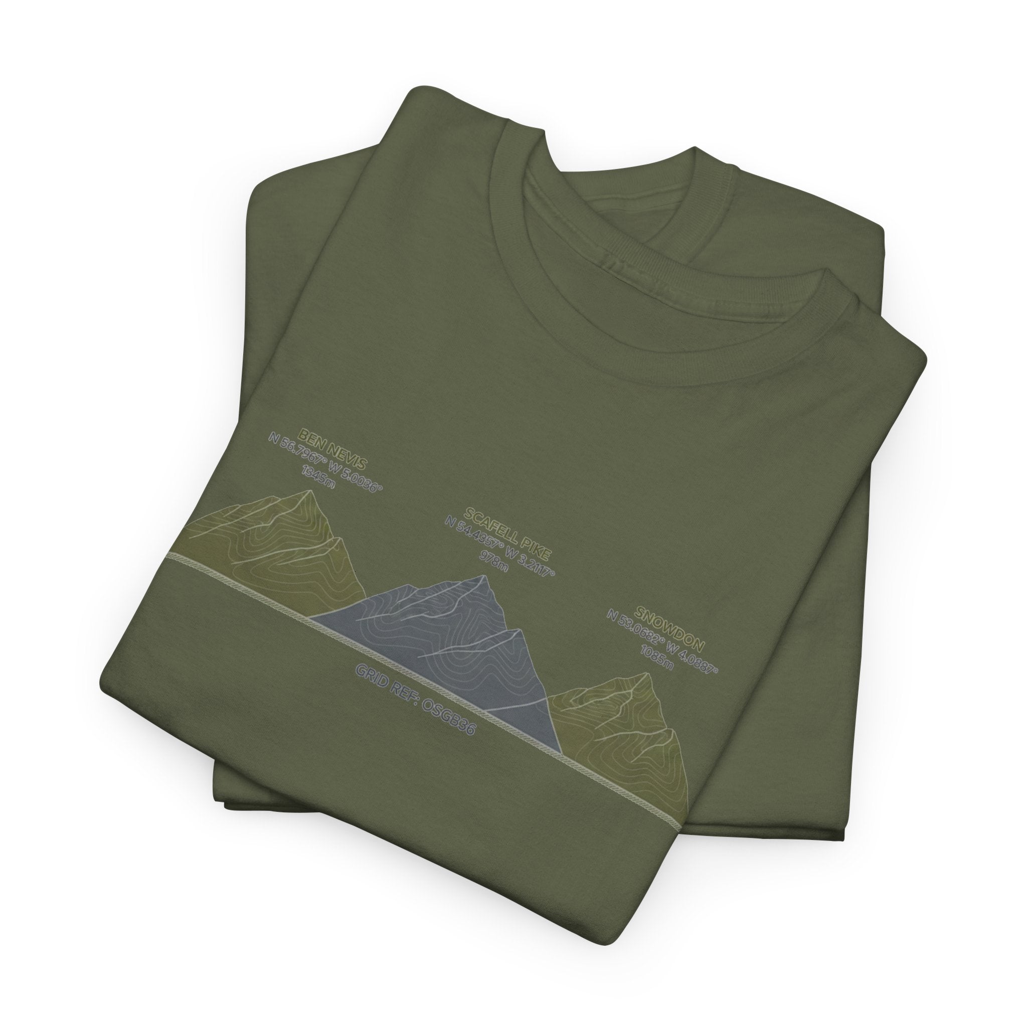Three Peaks Challenge Graphic T-Shirt — Retro UK Mountain Hiking Tee