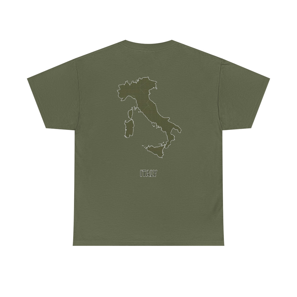 Italy Map T‑Shirt — Minimalist Travel Tee with 'Italy' Text