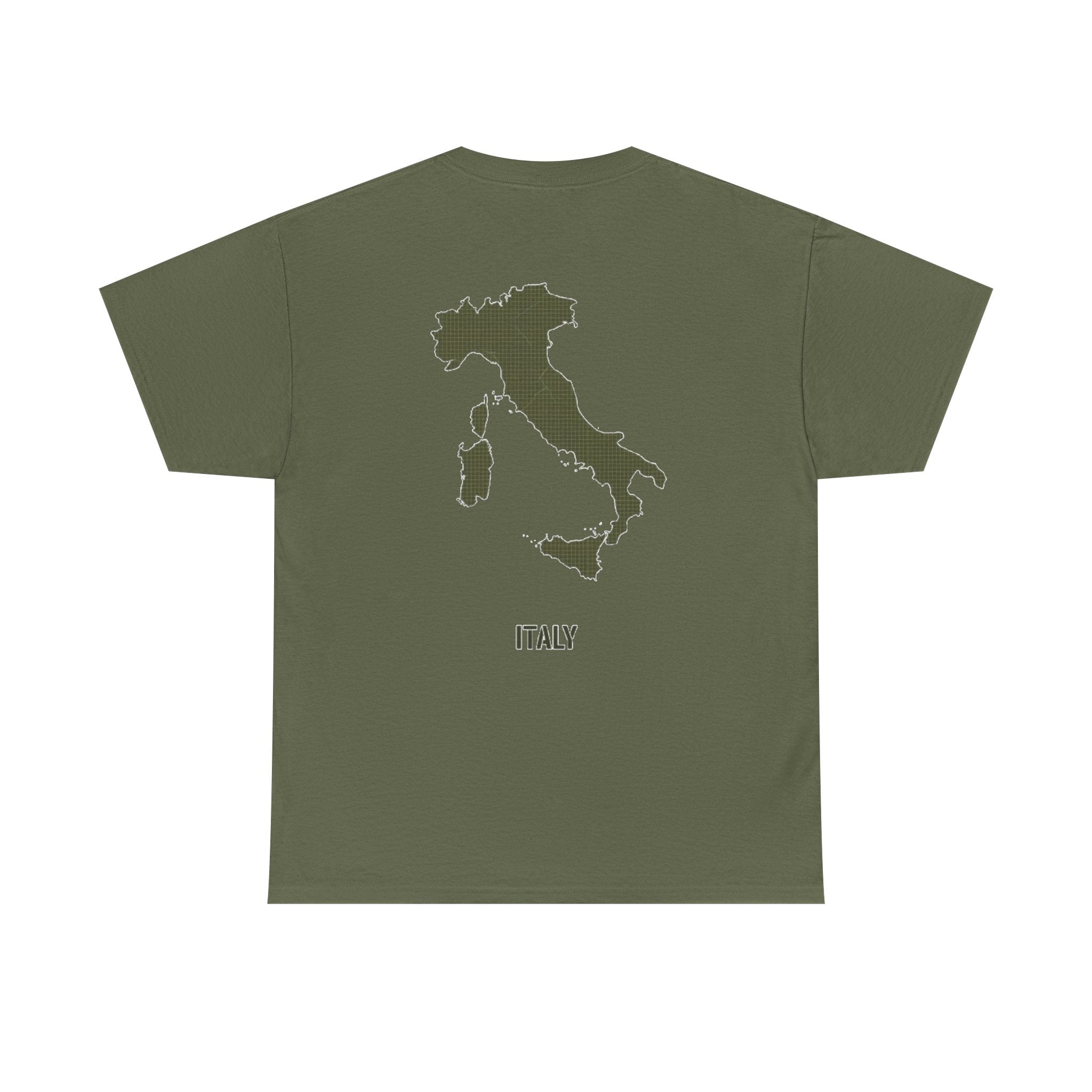 Italy Map T‑Shirt — Minimalist Travel Tee with 'Italy' Text