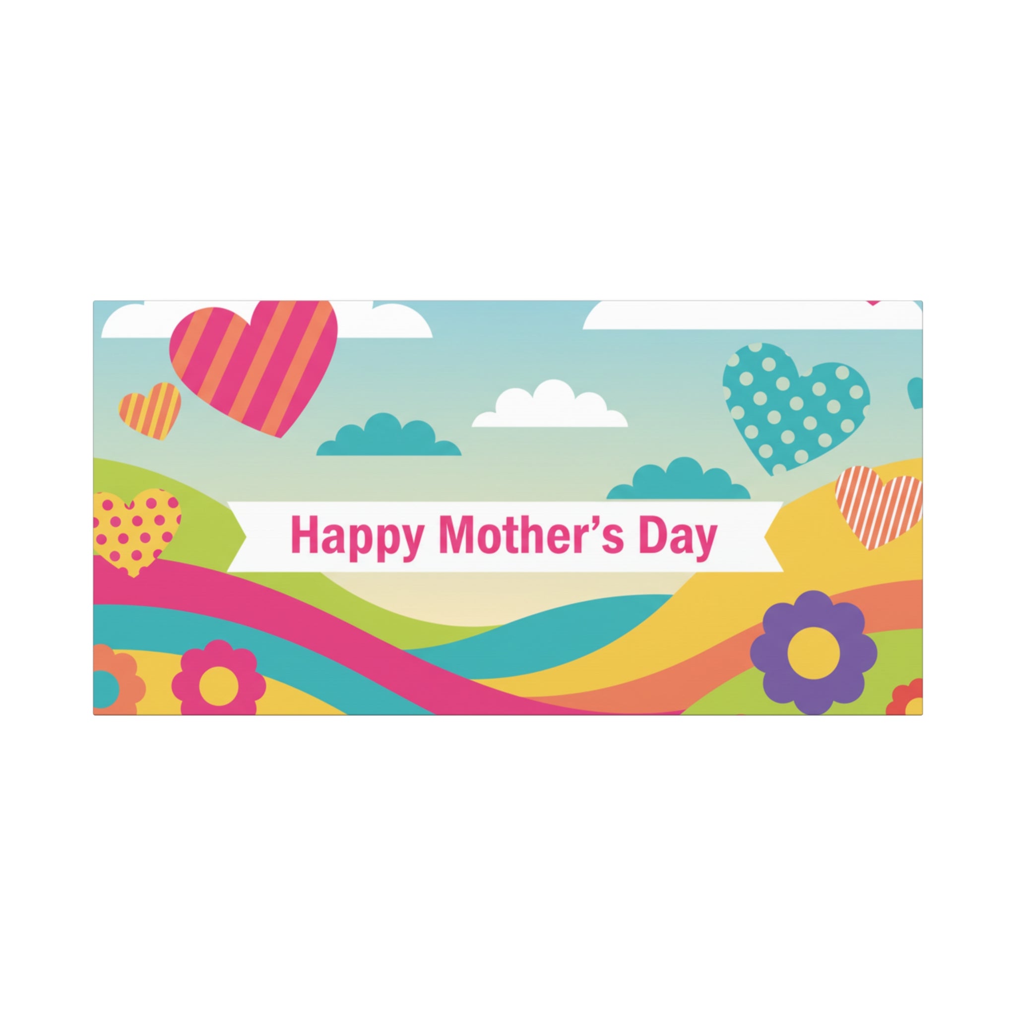 Mother's Day Canvas Wall Art — 'Happy Mother's Day' Colorful Floral Heart Print