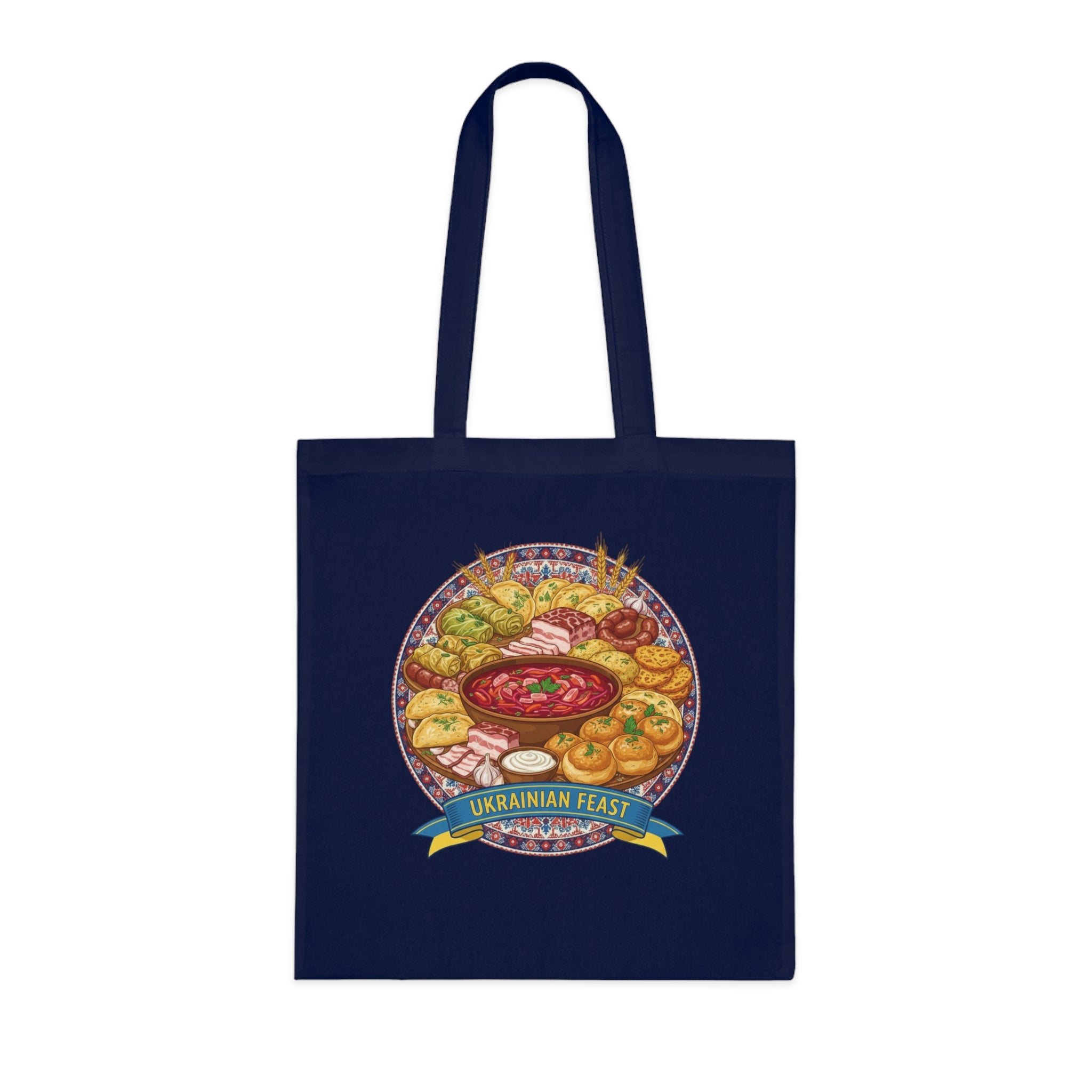 Ukrainian Feast Tote Bag — Illustrated Ukrainian Food Market Grocery Tote