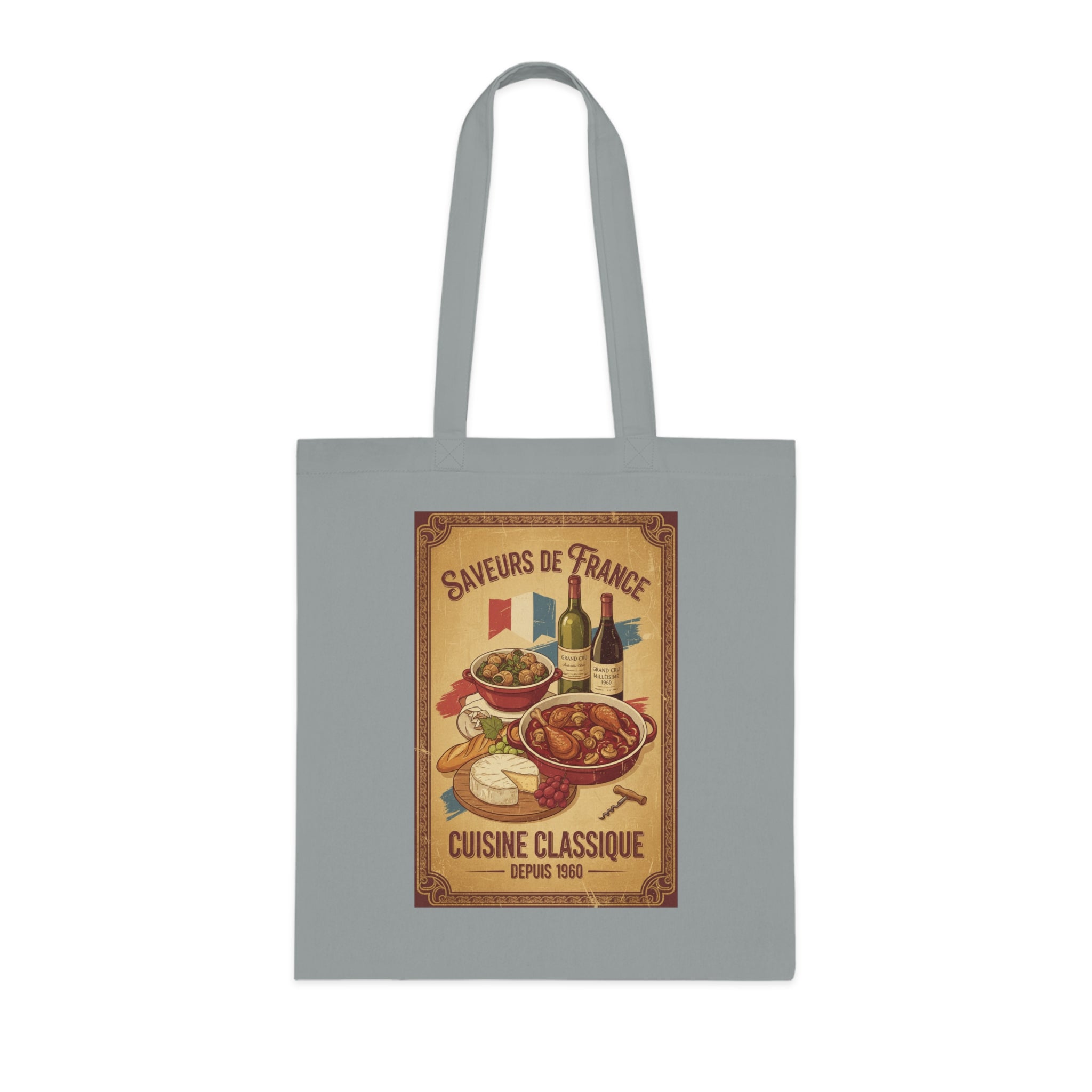 French Cuisine Tote Bag — 'Saveurs de France: Cuisine Classique' Vintage Market Grocery Tote