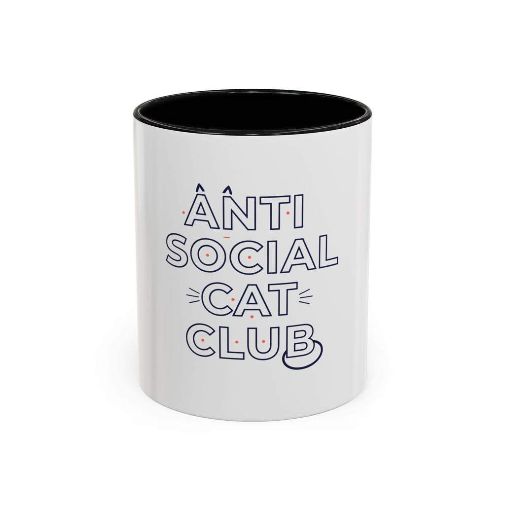 Anti Social Cat Club Accent Coffee Mug – Funny Cat Lover 11/15oz Ceramic Mug