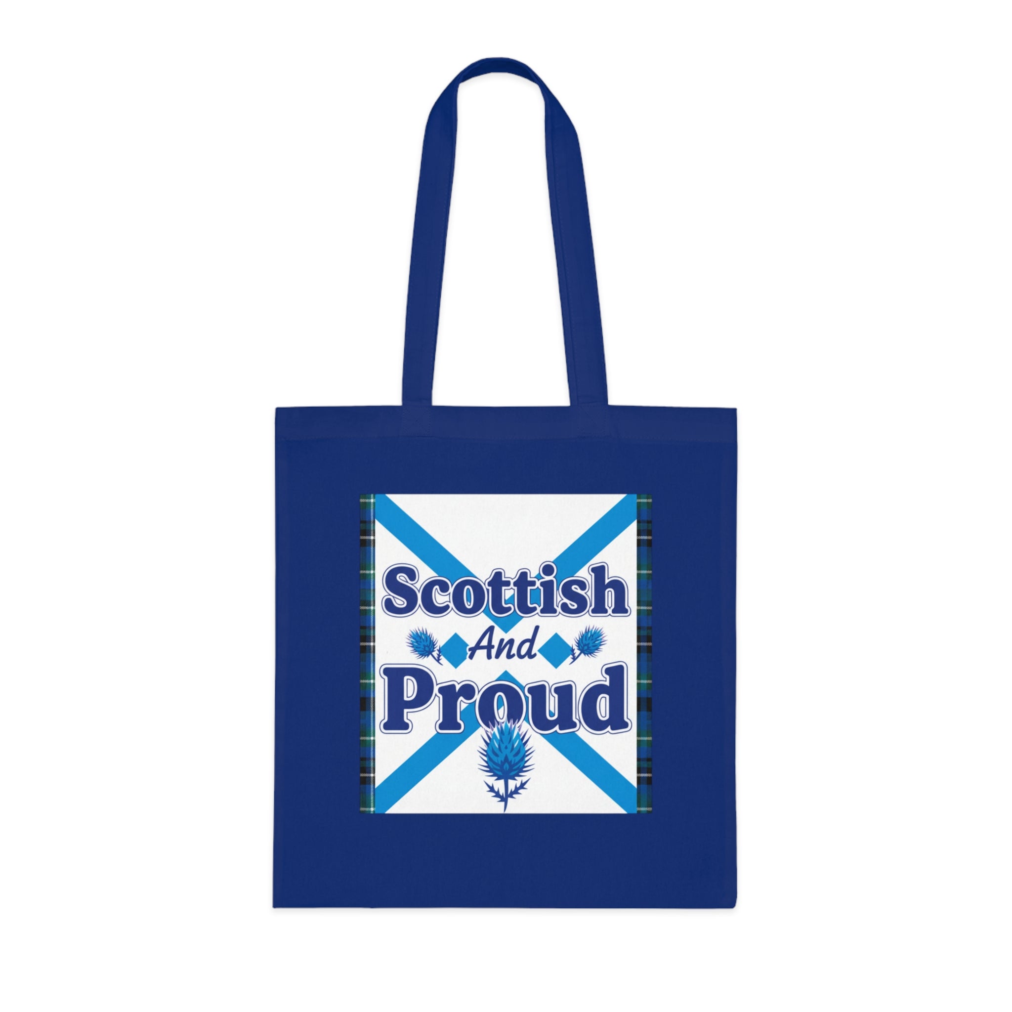 Scottish and Proud Tote Bag — Scottish Flag Cotton Tote with Thistle Design