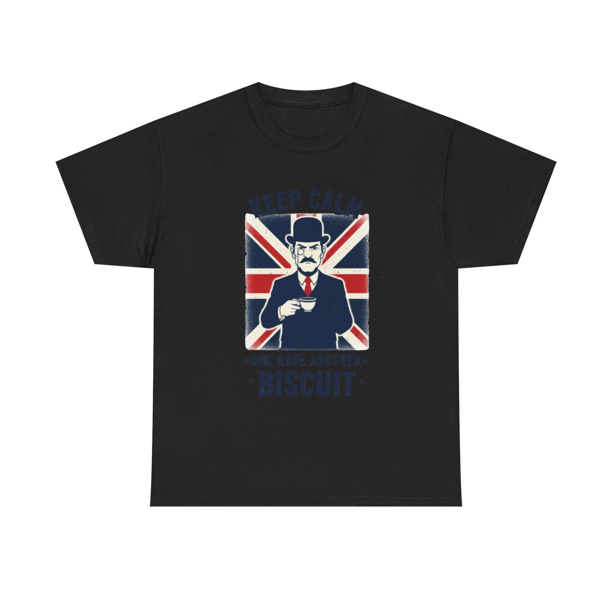 Keep Calm and Have Another Biscuit T‑Shirt - British Union Jack Tea Humor