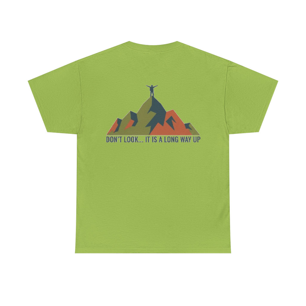 Gallus Mountains T‑Shirt — "Don’t Look… It Is A Long Way Up" Adventure Tee