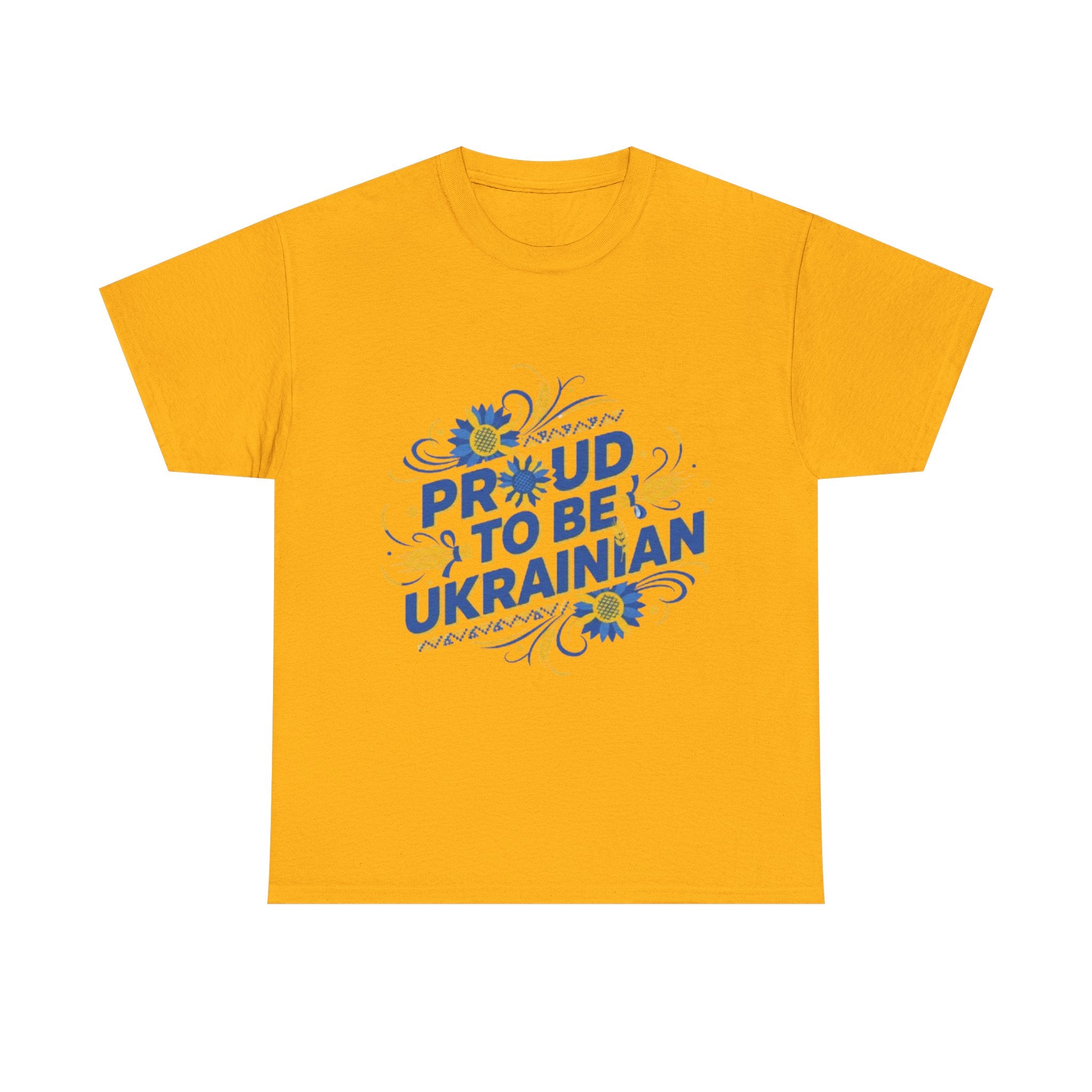 Proud to Be Ukrainian T-Shirt — Blue & Yellow Floral Pride Tee