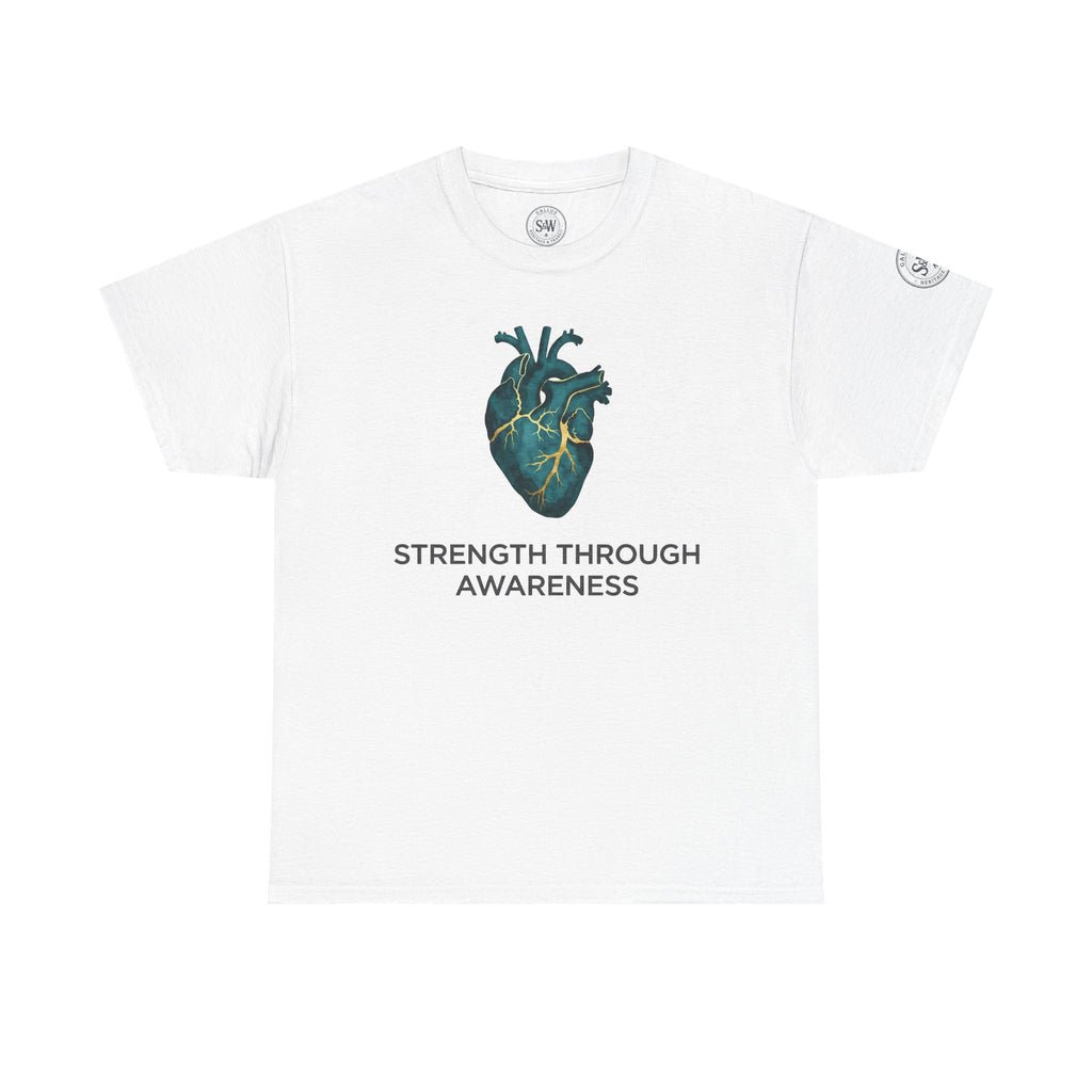 T-Shirt — 'Strength Through Awareness' Anatomical Heart Awareness Tee