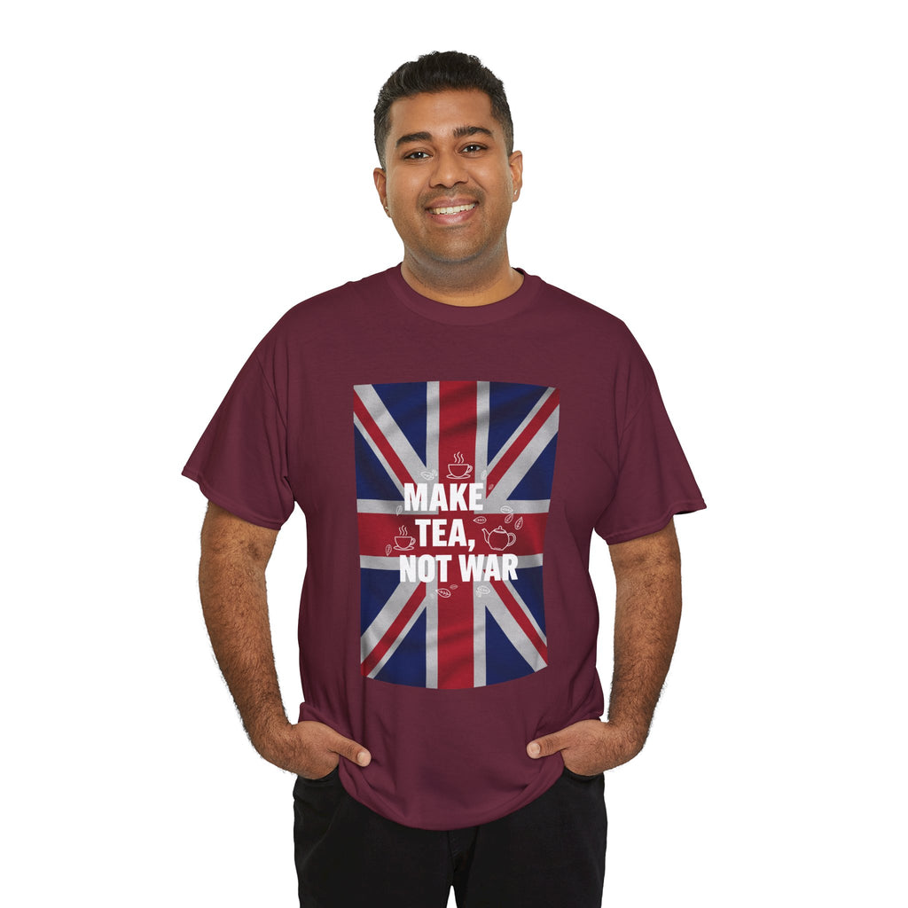 Make Tea, Not War T-Shirt — British Flag Peace Tea Tee