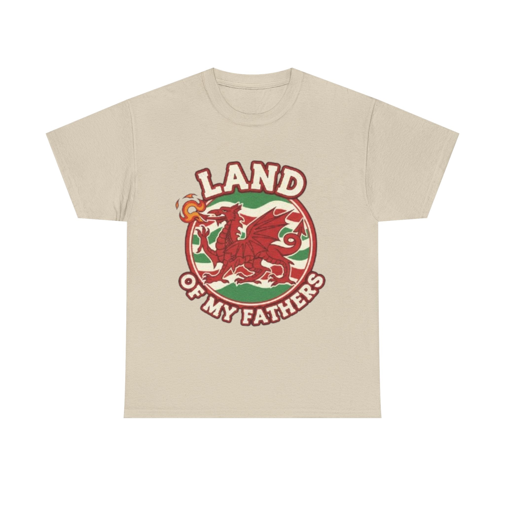 Land of My Fathers T‑Shirt — Welsh Dragon Vintage Crest Tee