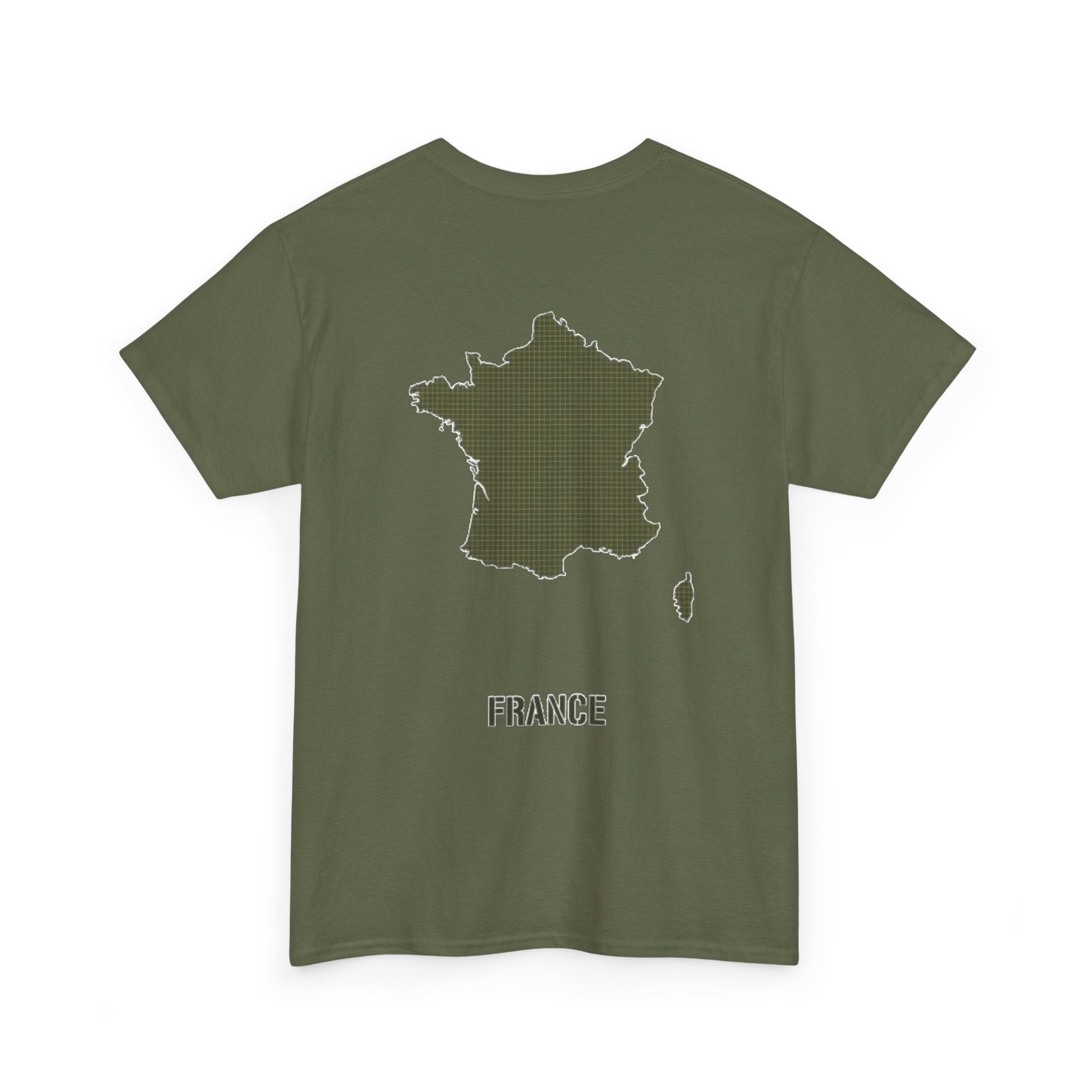 France Map T-Shirt — Minimalist Olive France Map Tee