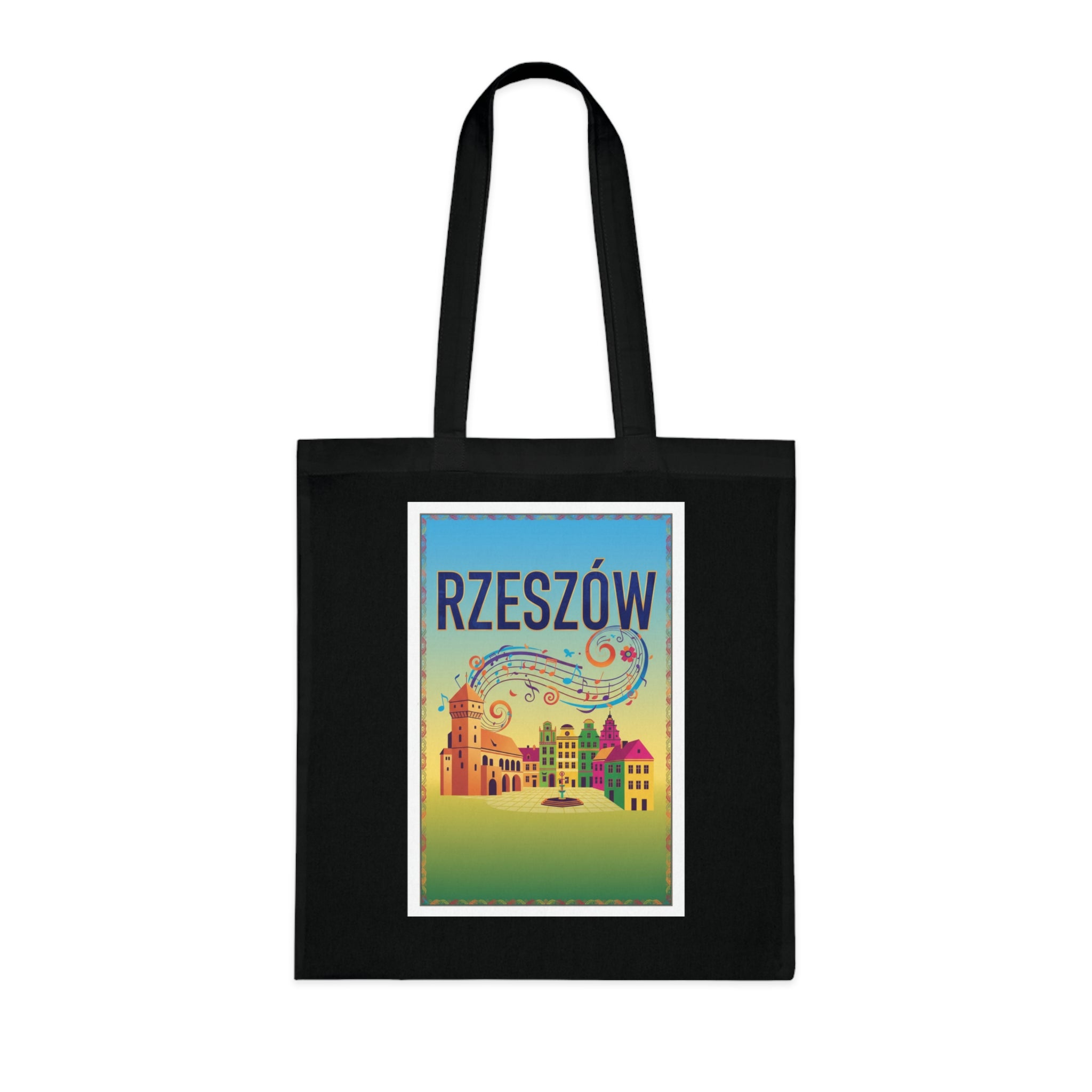 Rzeszów Vintage Travel Cotton Tote Bag — Colorful Cityscape Market Bag
