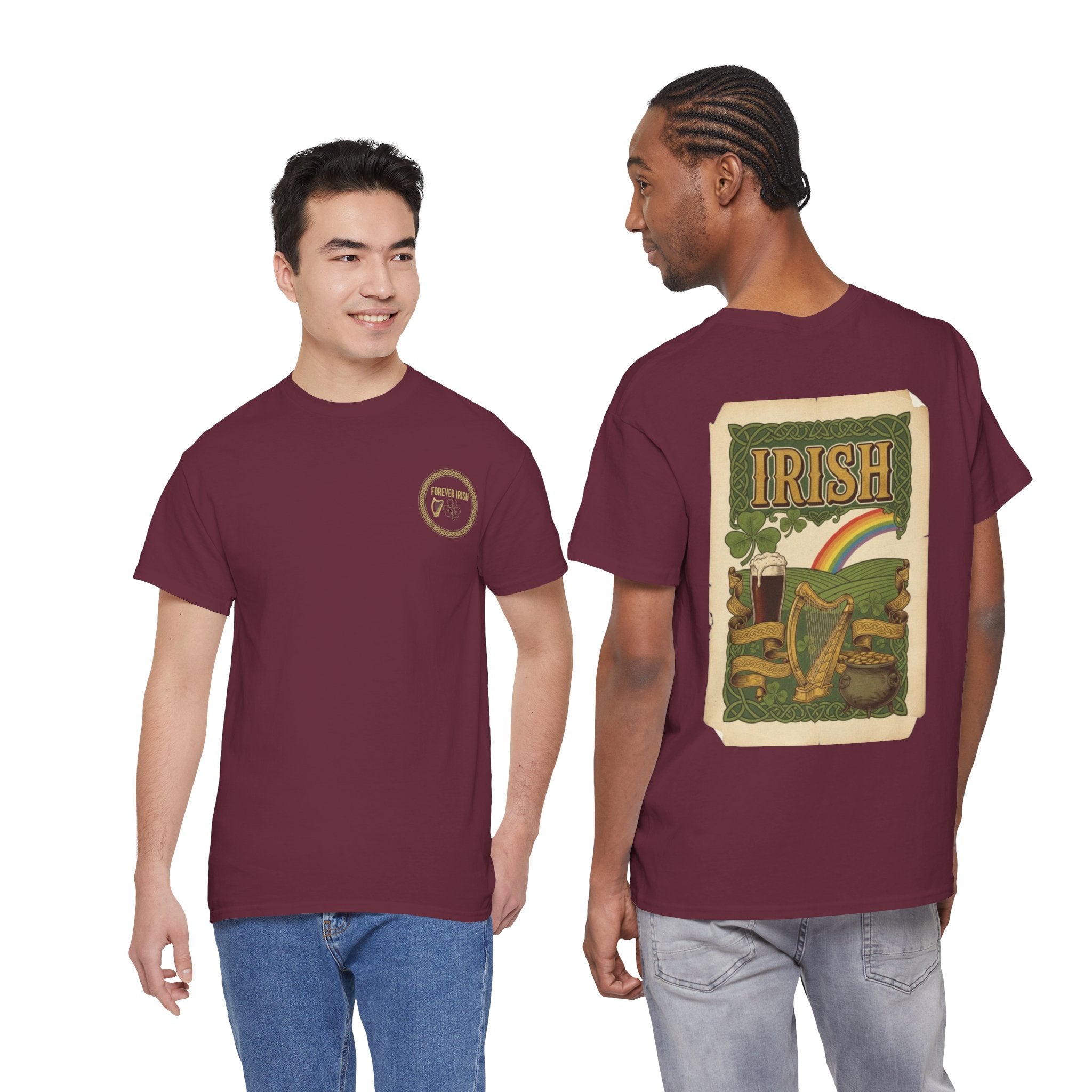 Irish Vintage Poster Tee — St. Patrick's Day Shamrock & Rainbow Graphic Shirt