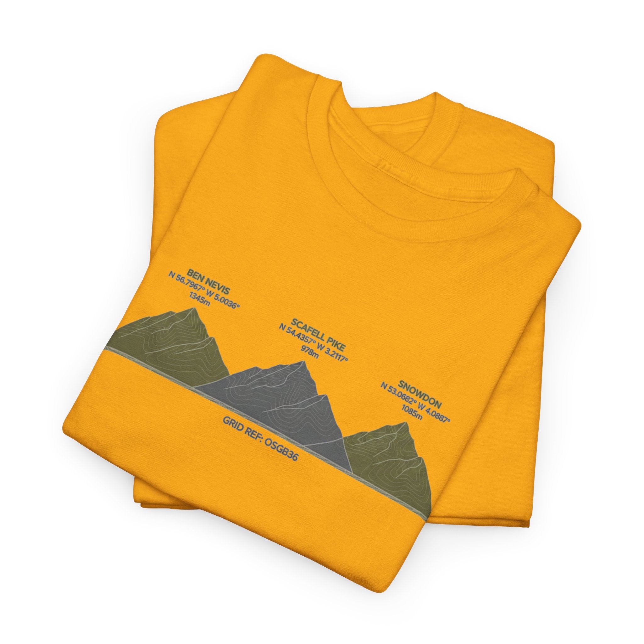 Three Peaks Challenge Graphic T-Shirt — Retro UK Mountain Hiking Tee
