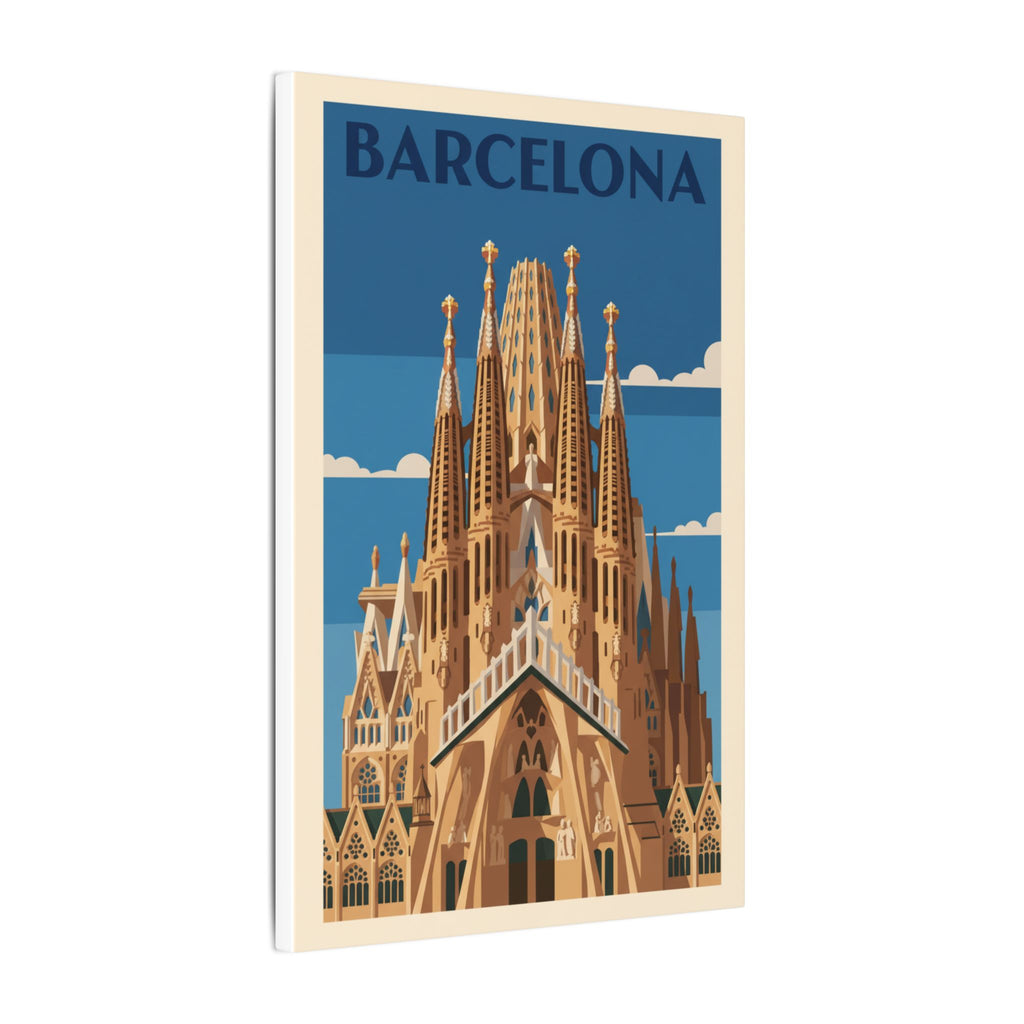 Barcelona Sagrada Familia Matte Canvas Print Stretched Travel Poster Wall Art