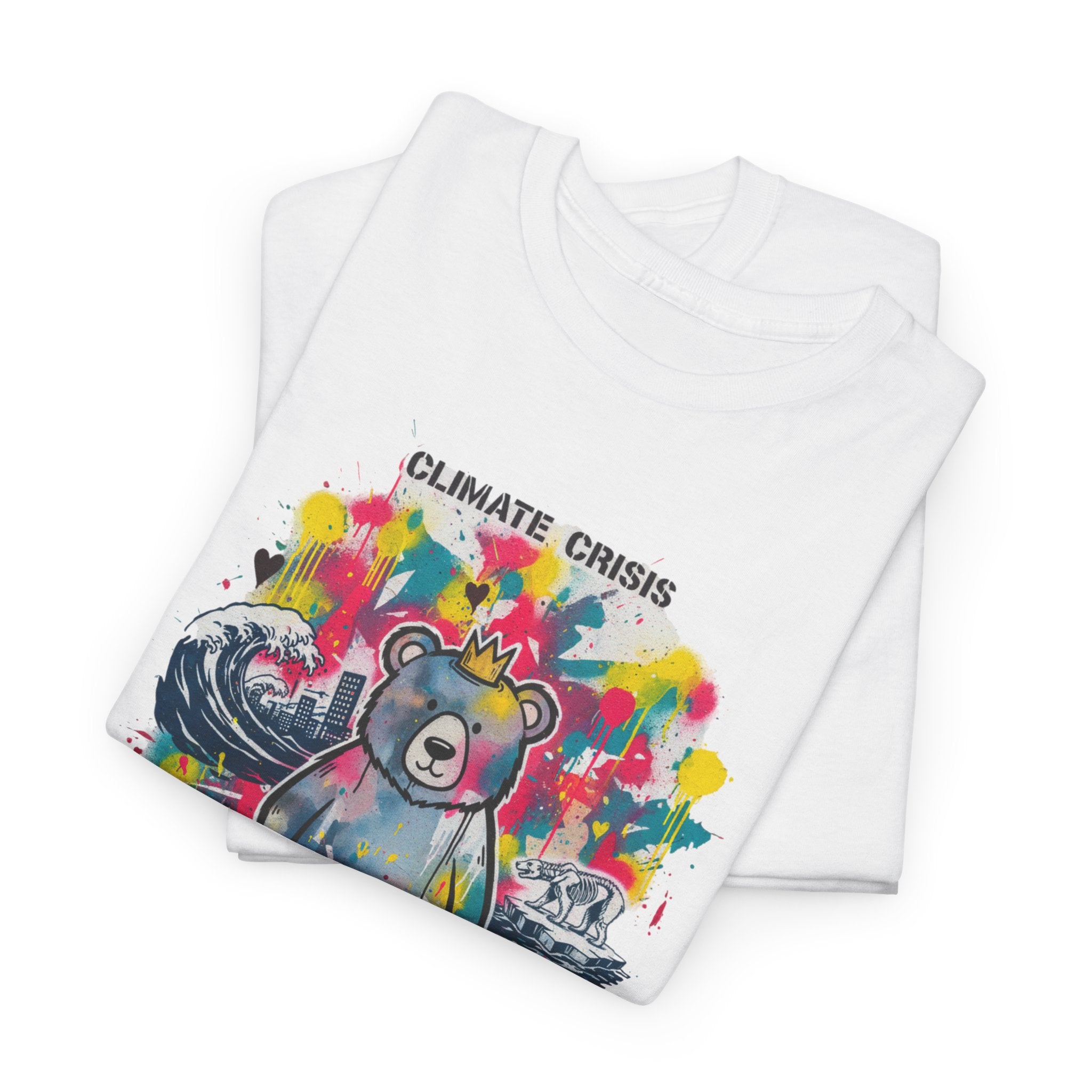 Graffiti Bear Tee — Colourful 'Climate Crisis' & 'Inequality' Graphic T-Shirt