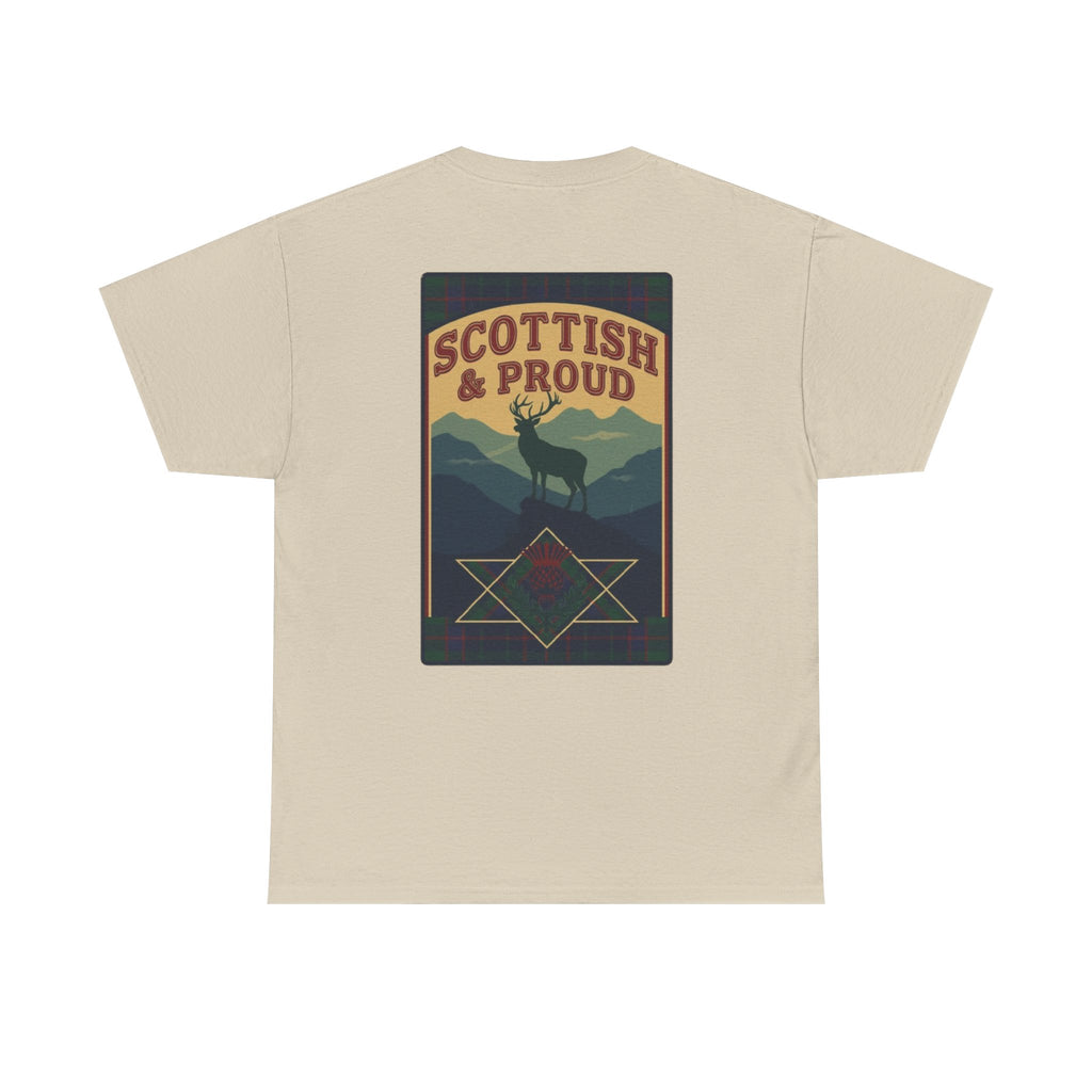 Scottish & Proud T‑Shirt — Retro Stag Scotland Flag Tee