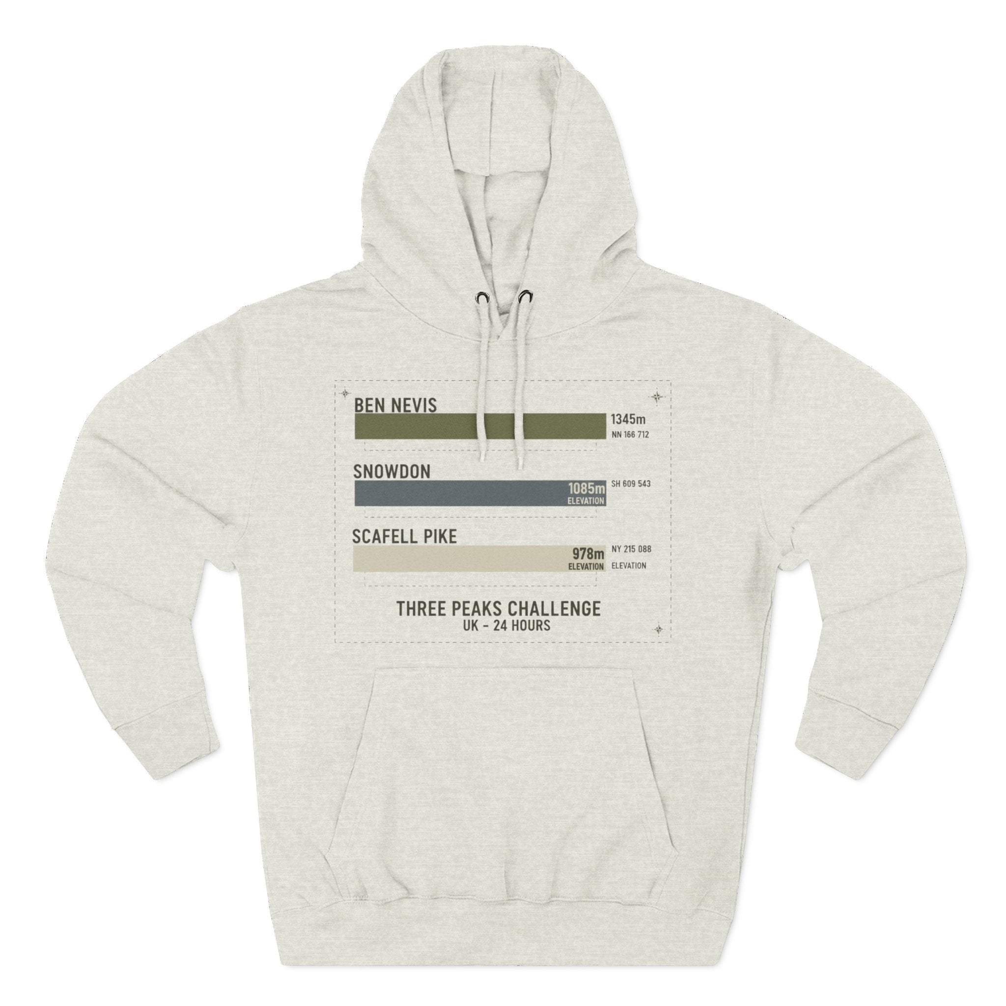 Three Peaks Challenge Hoodie — Retro Ben Nevis, Scafell Pike & Snowdon Pullover