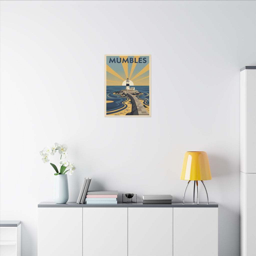 Mumbles Lighthouse Vintage Travel Poster Canvas