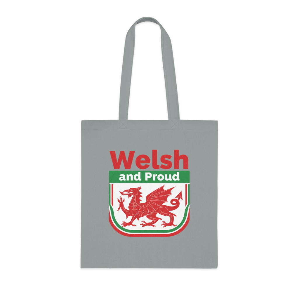 Welsh and Proud Tote Bag — Cotton Reusable Shopping Tote with Red Dragon Design