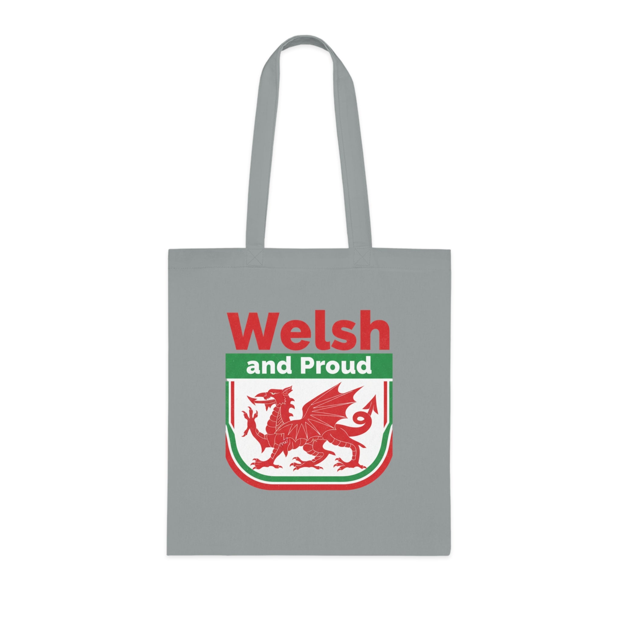 Welsh and Proud Tote Bag — Cotton Reusable Shopping Tote with Red Dragon Design