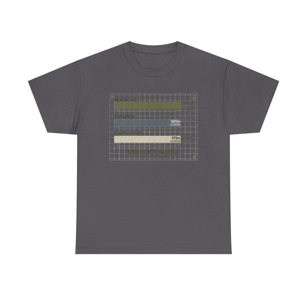 Three Peaks Challenge Graphic T-Shirt — Retro UK Mountain Hiking Tee