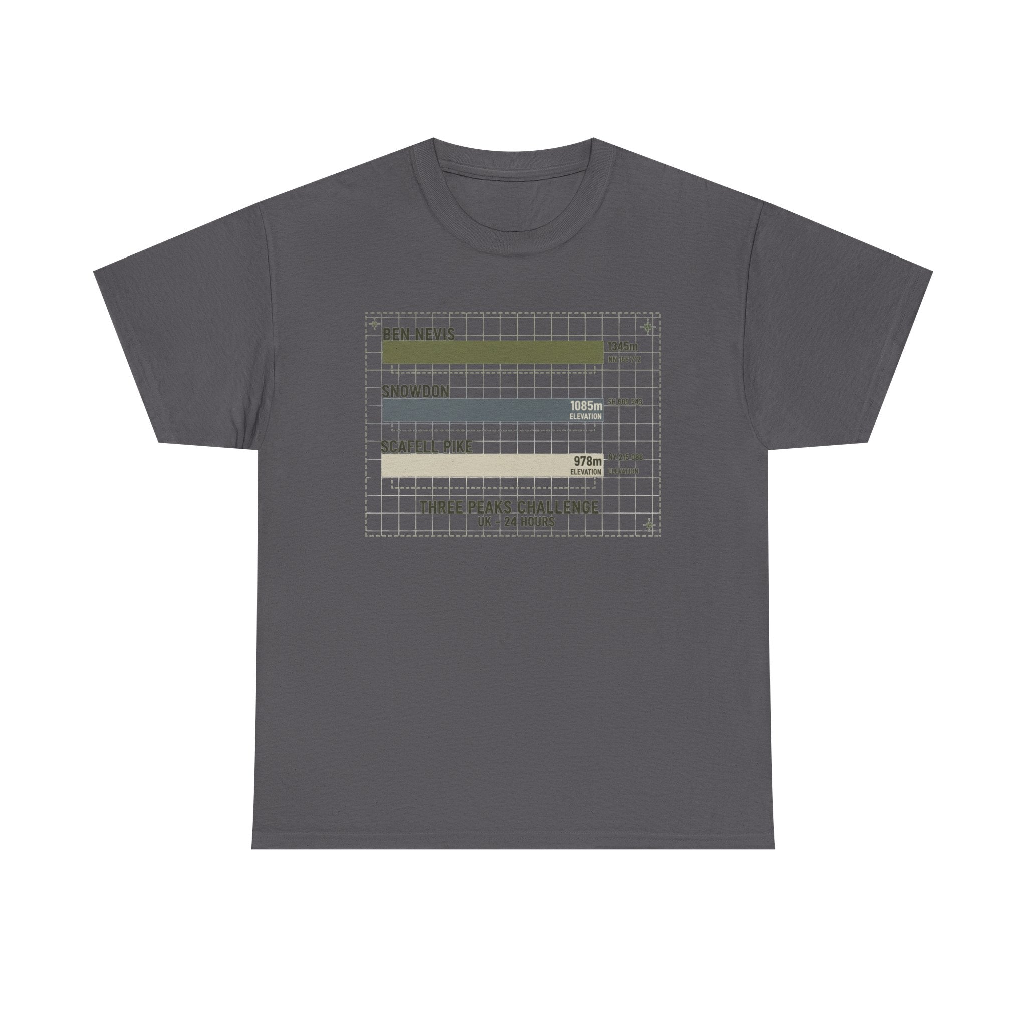 Three Peaks Challenge Graphic T-Shirt — Retro UK Mountain Hiking Tee