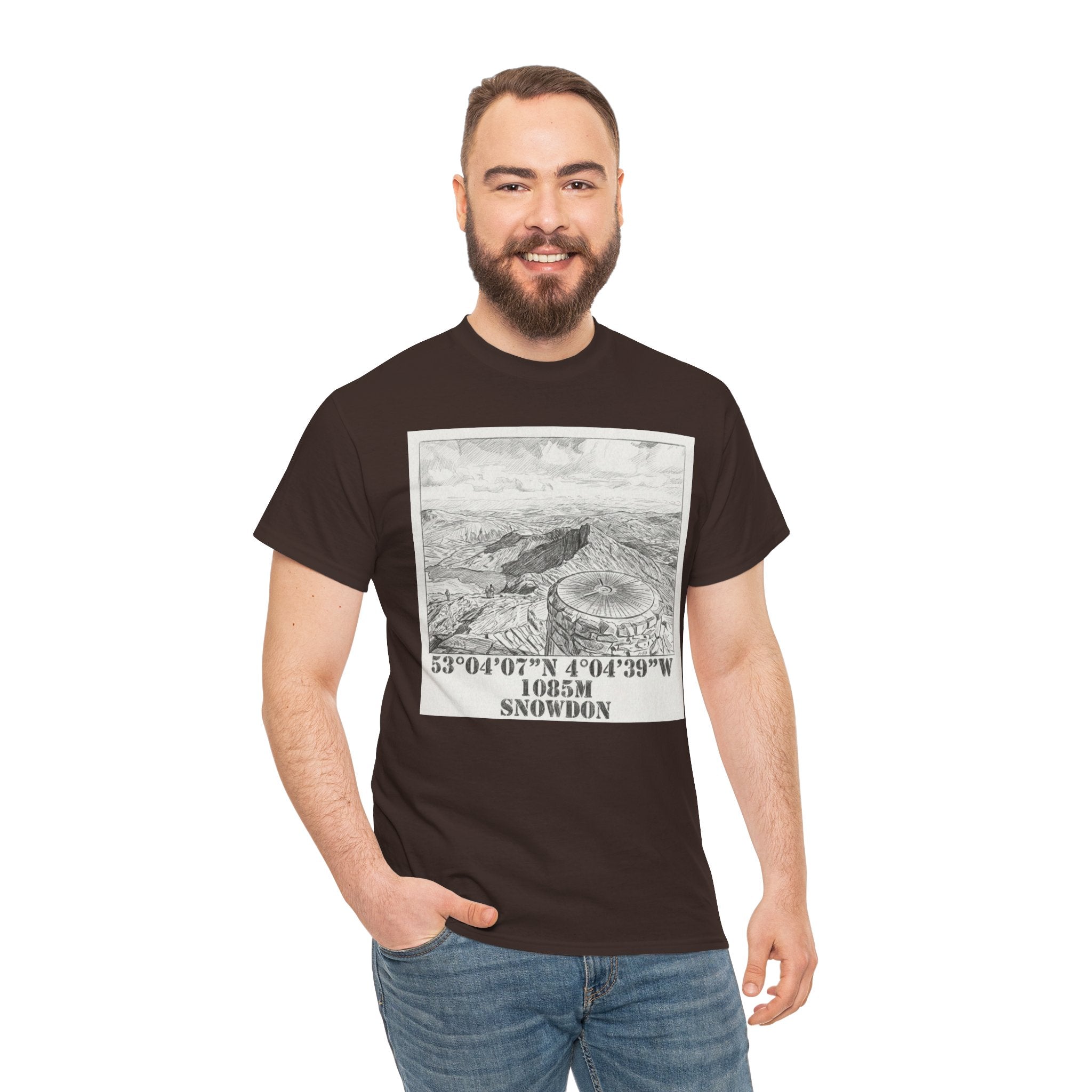 Snowdon Mountain Tee — Vintage Map Illustration with Coordinates