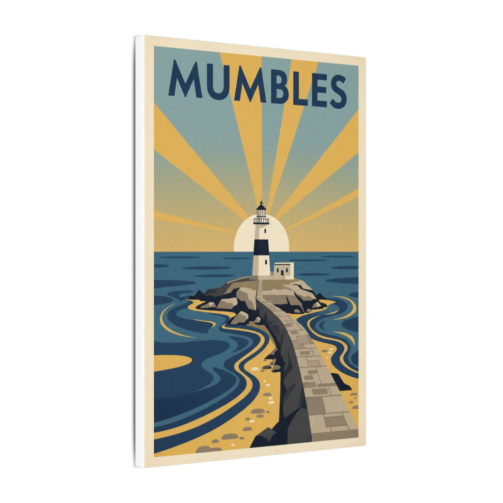 Mumbles Lighthouse Vintage Travel Poster Canvas