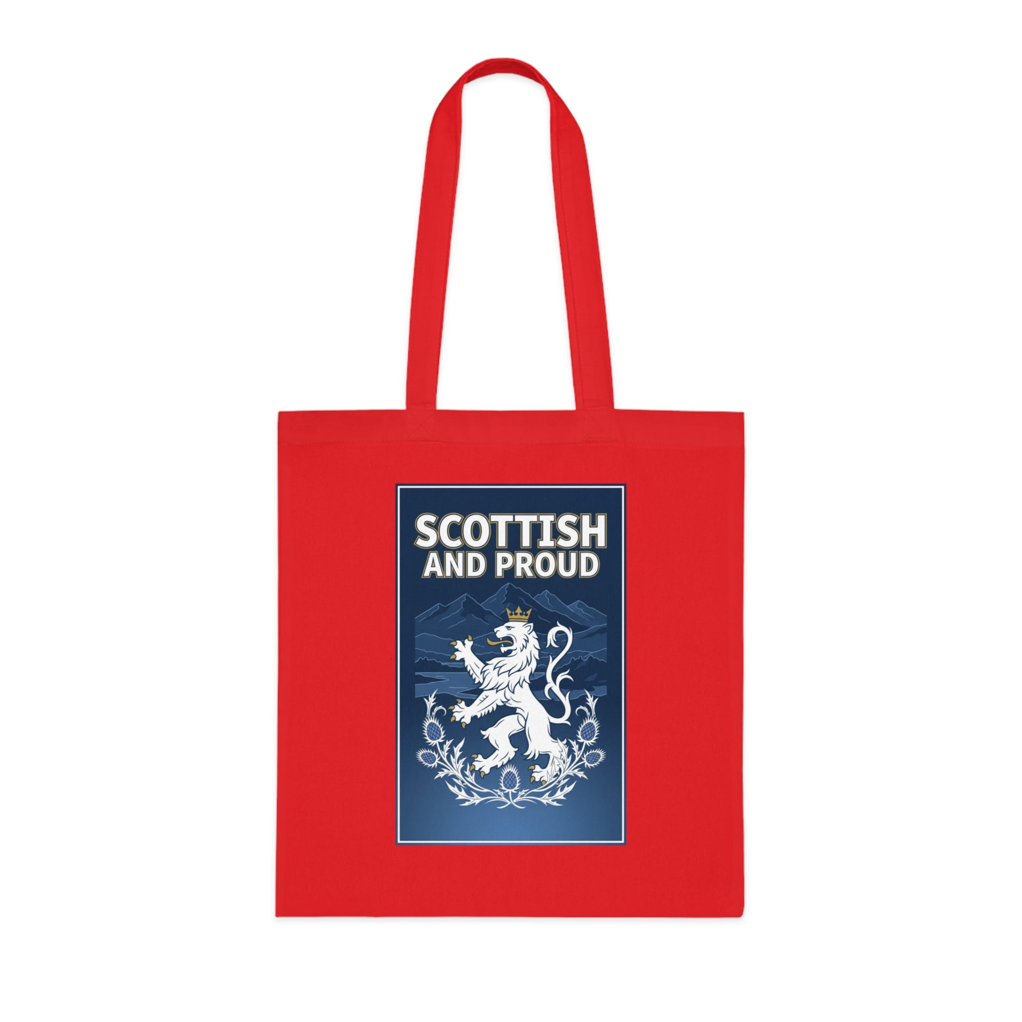 Scottish and Proud Tote Bag — Cotton Grocery & Market Tote with Lion Rampant Design