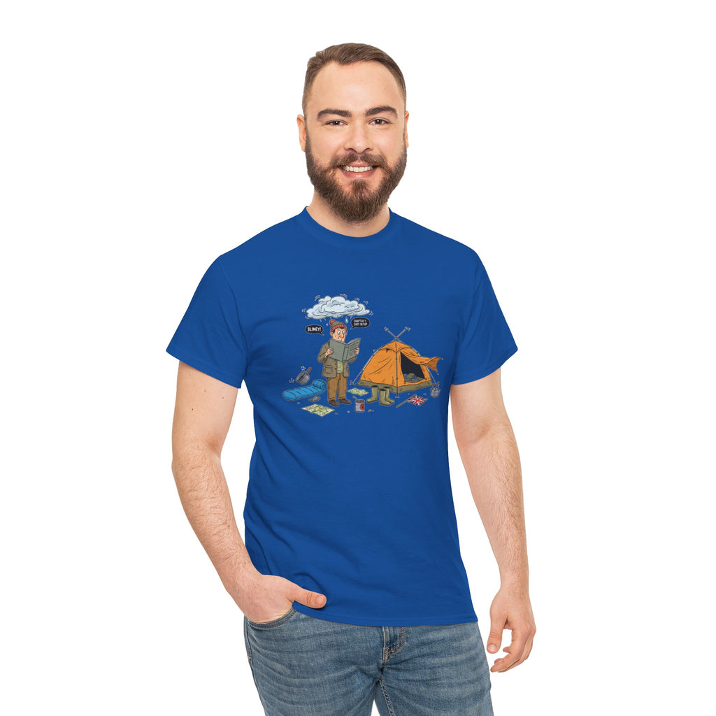 Retro Mountain Camping Graphic T-Shirt — Vintage Campfire Adventure Tee