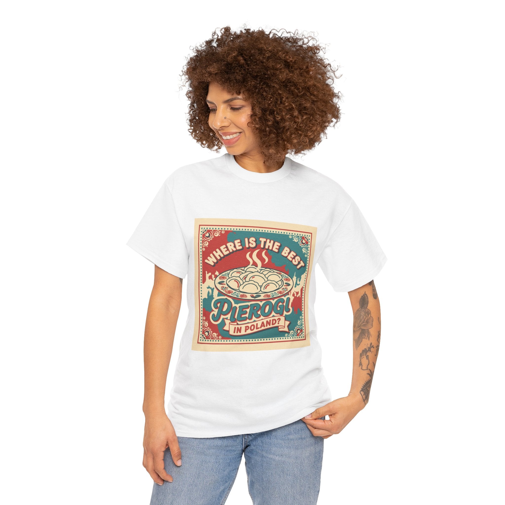 Pierogi in Poland T-Shirt — Retro 'Where Is The Best Pierogi' Polish Food Tee