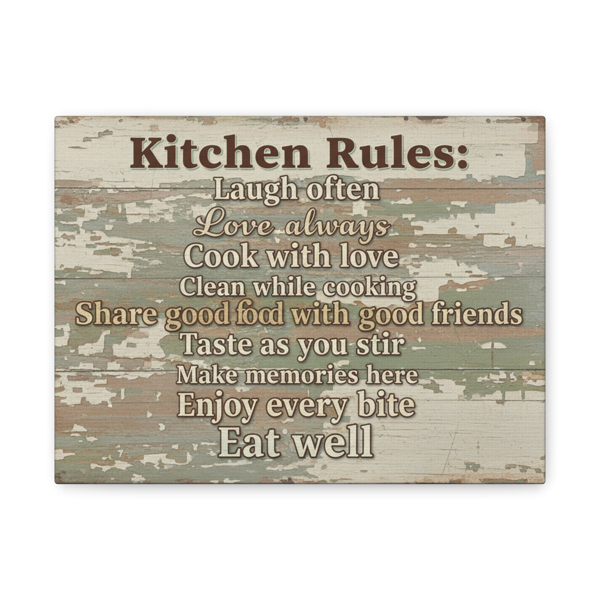 Rustic Kitchen Rules Sign Kitchen Rules Canvas Wall Art | Rustic Farmhouse Decor Sign for ...
