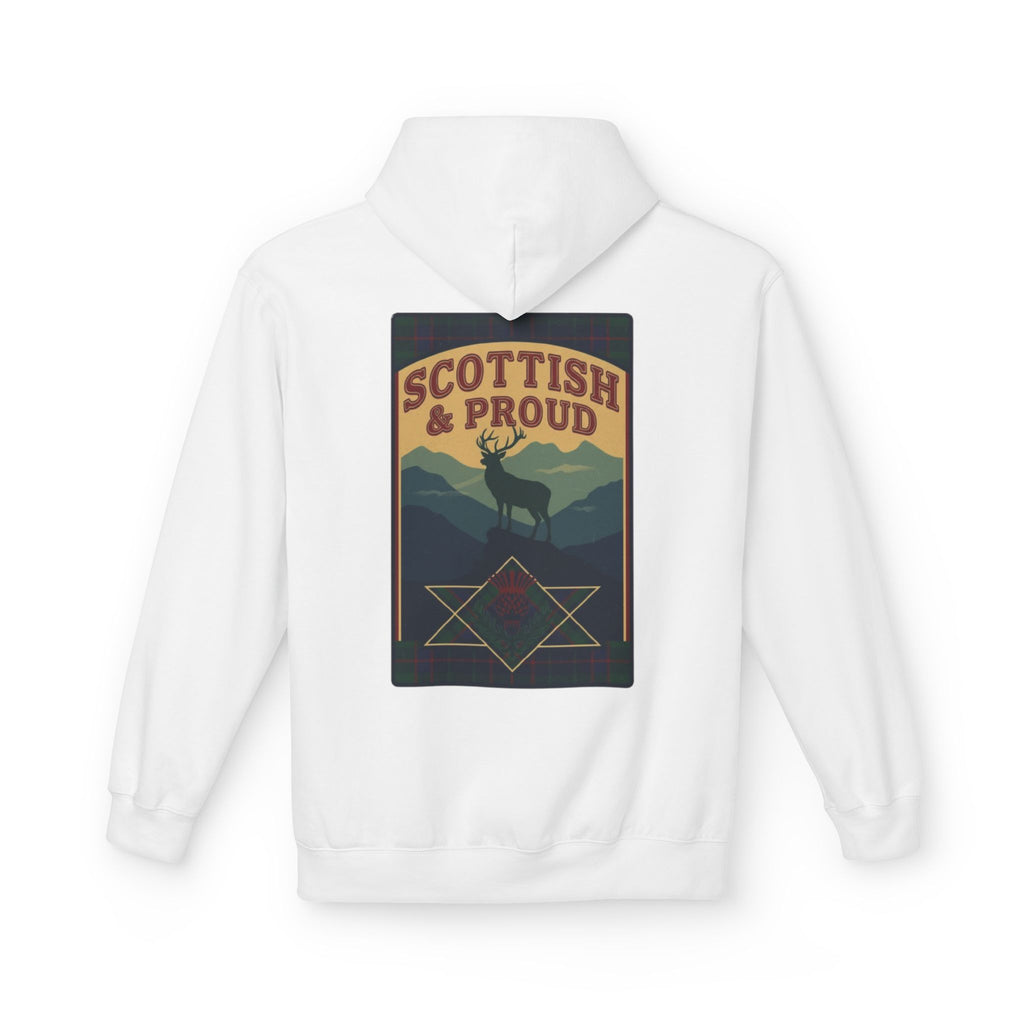 Scottish Hoodie — "Scottish & Proud" Vintage Stag Graphic Pullover